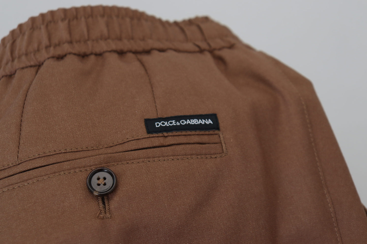 Dolce &amp; Gabbana Pantalon de jogging en cachemire marron pour hommes avec cordon de serrage