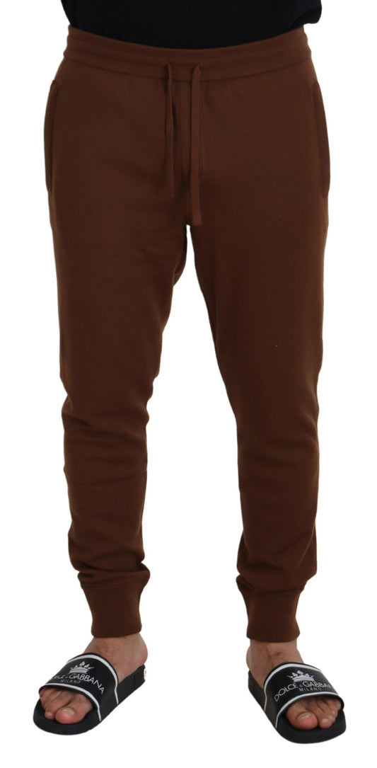 Dolce &amp; Gabbana Pantalon de jogging en cachemire marron pour hommes avec cordon de serrage