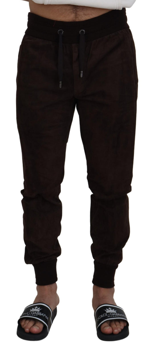 Dolce &amp; Gabbana Pantalon de jogging avec cordon de serrage pour hommes uni marron