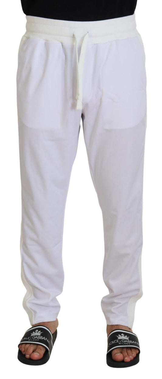 Dolce &amp; Gabbana Pantalon de jogging en polyester blanc avec logo couronne