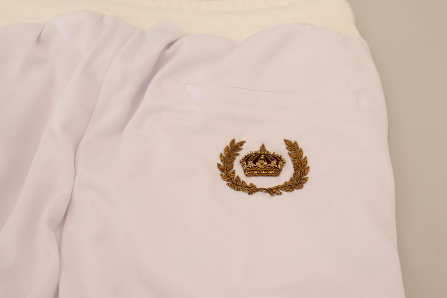 Dolce &amp; Gabbana Pantalon de jogging en polyester blanc avec logo couronne