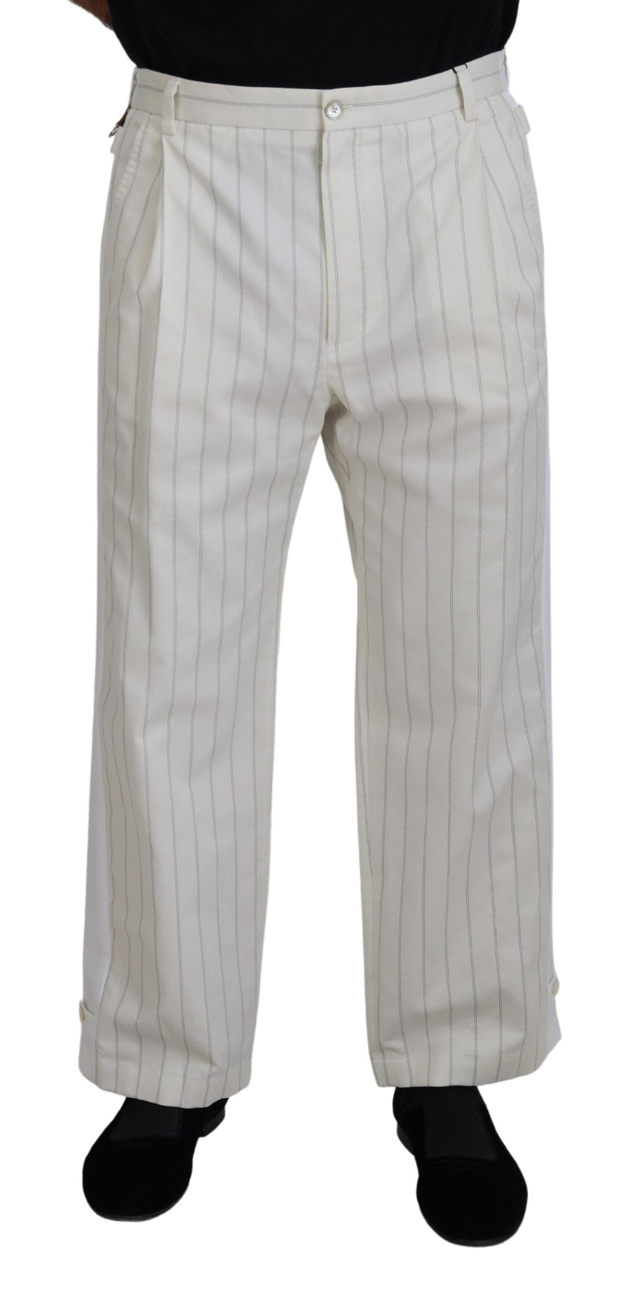 Dolce &amp; Gabbana Pantalon formel rayé en coton blanc