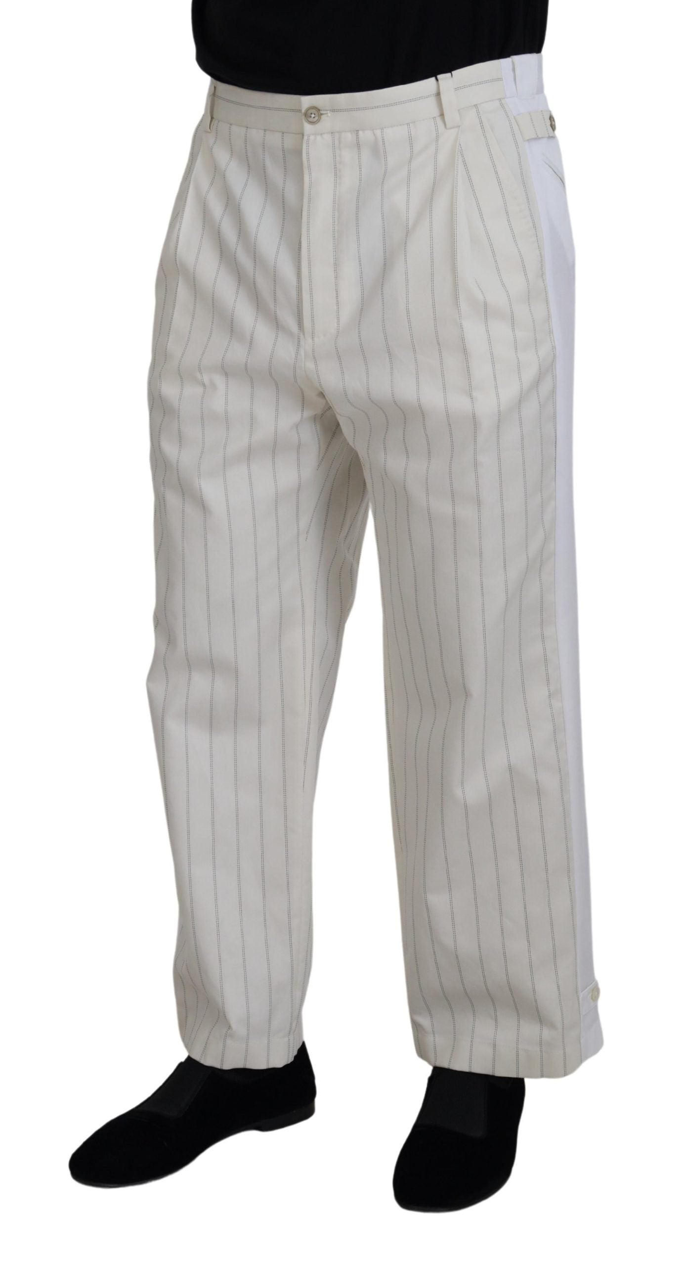 Dolce &amp; Gabbana Pantalon formel rayé en coton blanc