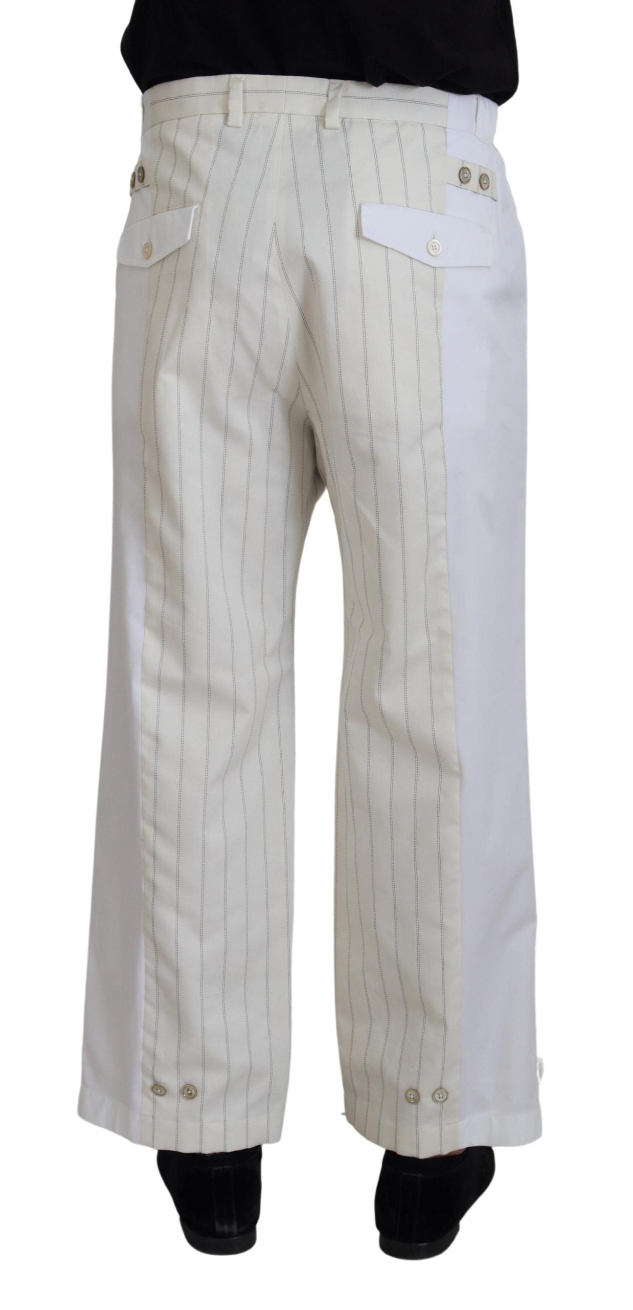 Dolce &amp; Gabbana Pantalon formel rayé en coton blanc