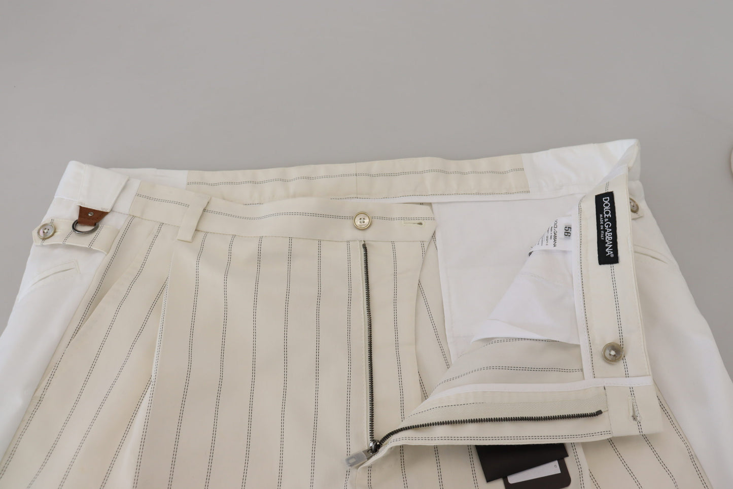 Dolce &amp; Gabbana Pantalon formel rayé en coton blanc