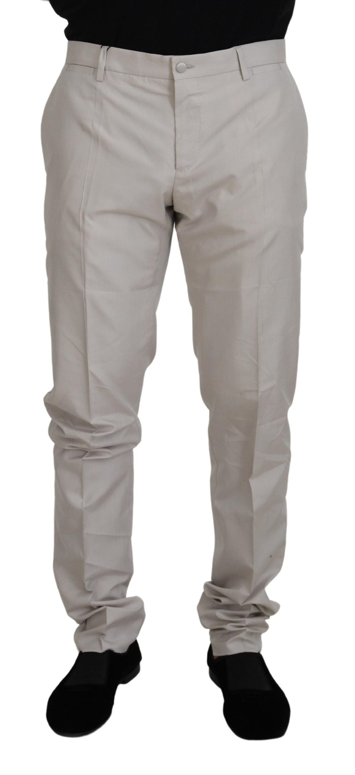 Dolce &amp; Gabbana Pantalon chino taille moyenne en soie blanc cassé