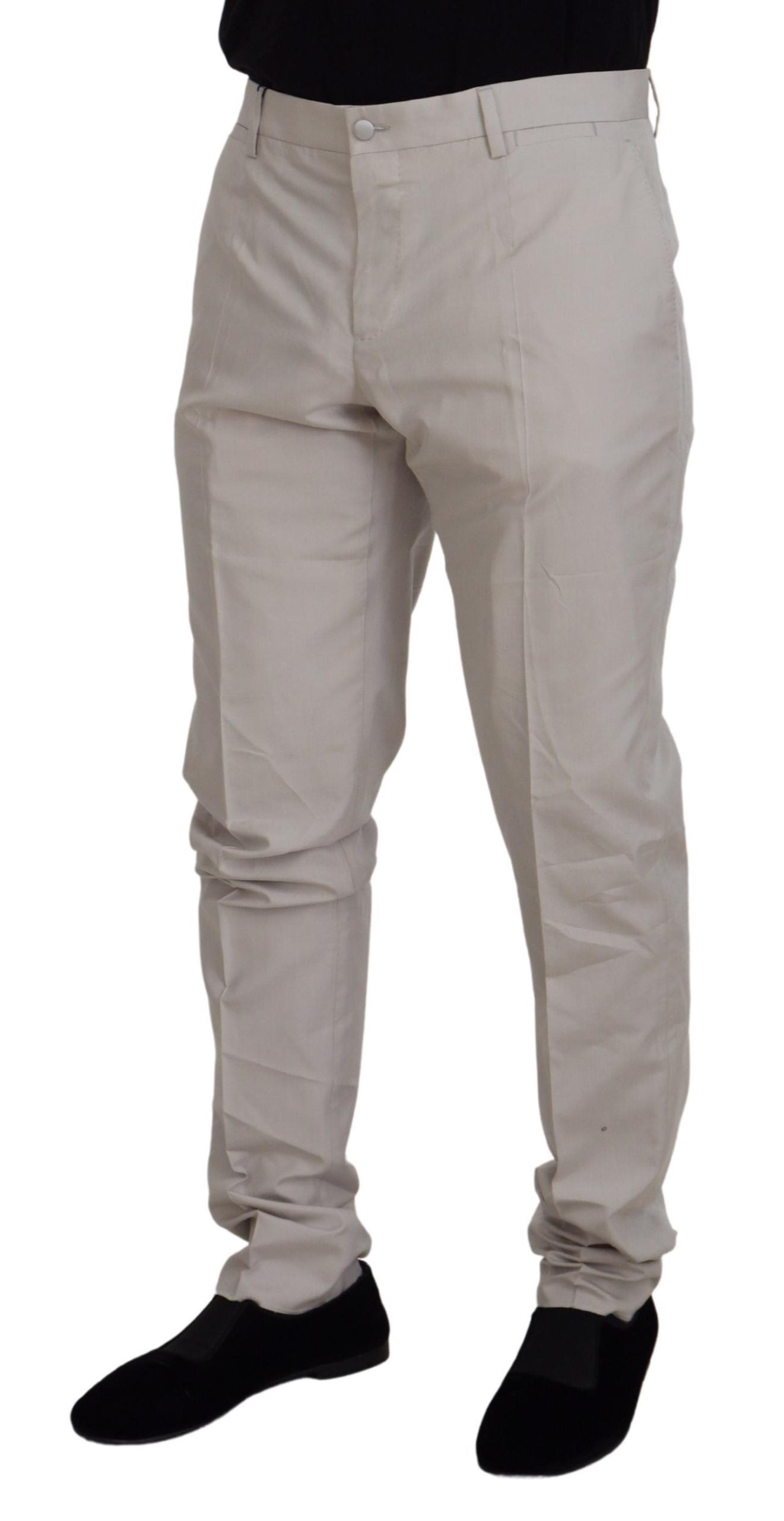 Dolce &amp; Gabbana Pantalon chino taille moyenne en soie blanc cassé