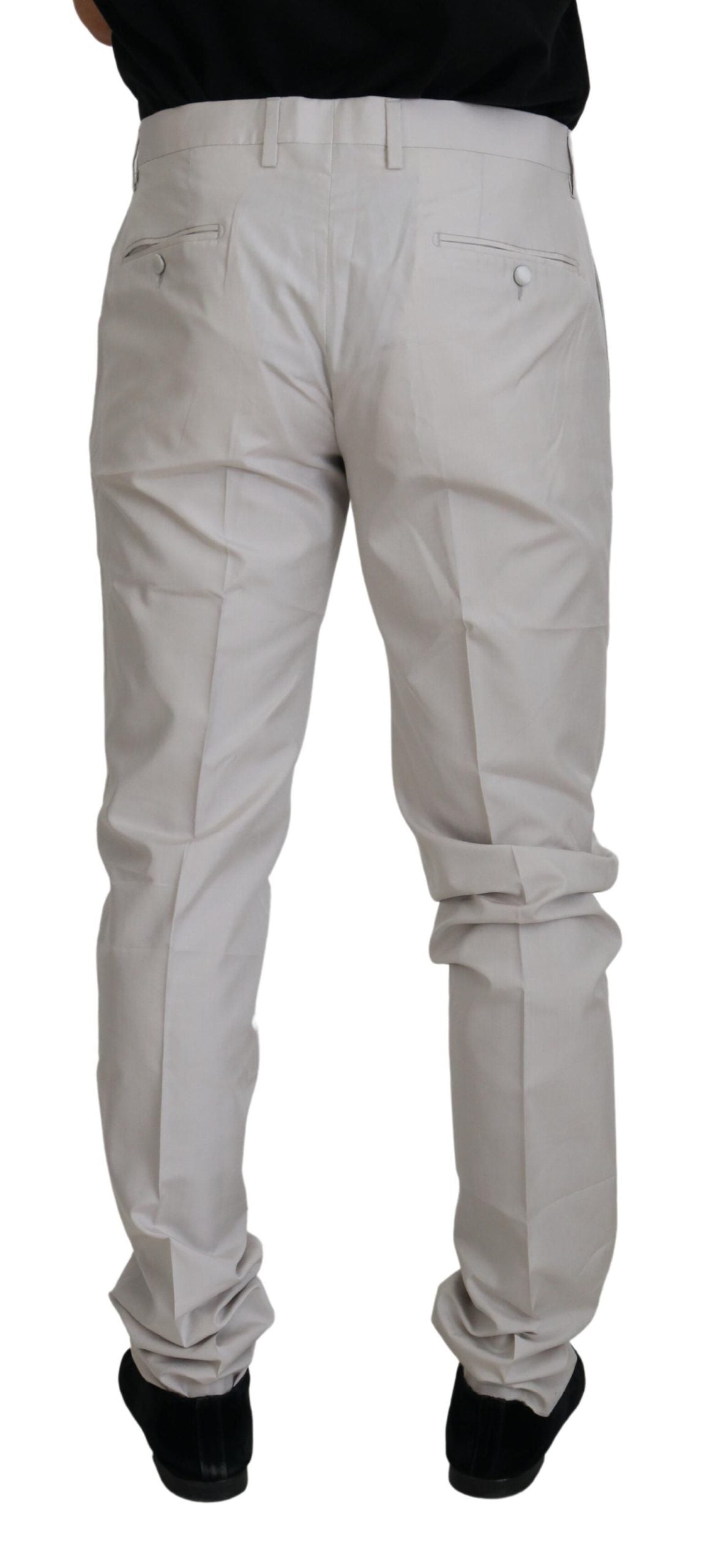 Dolce &amp; Gabbana Pantalon chino taille moyenne en soie blanc cassé