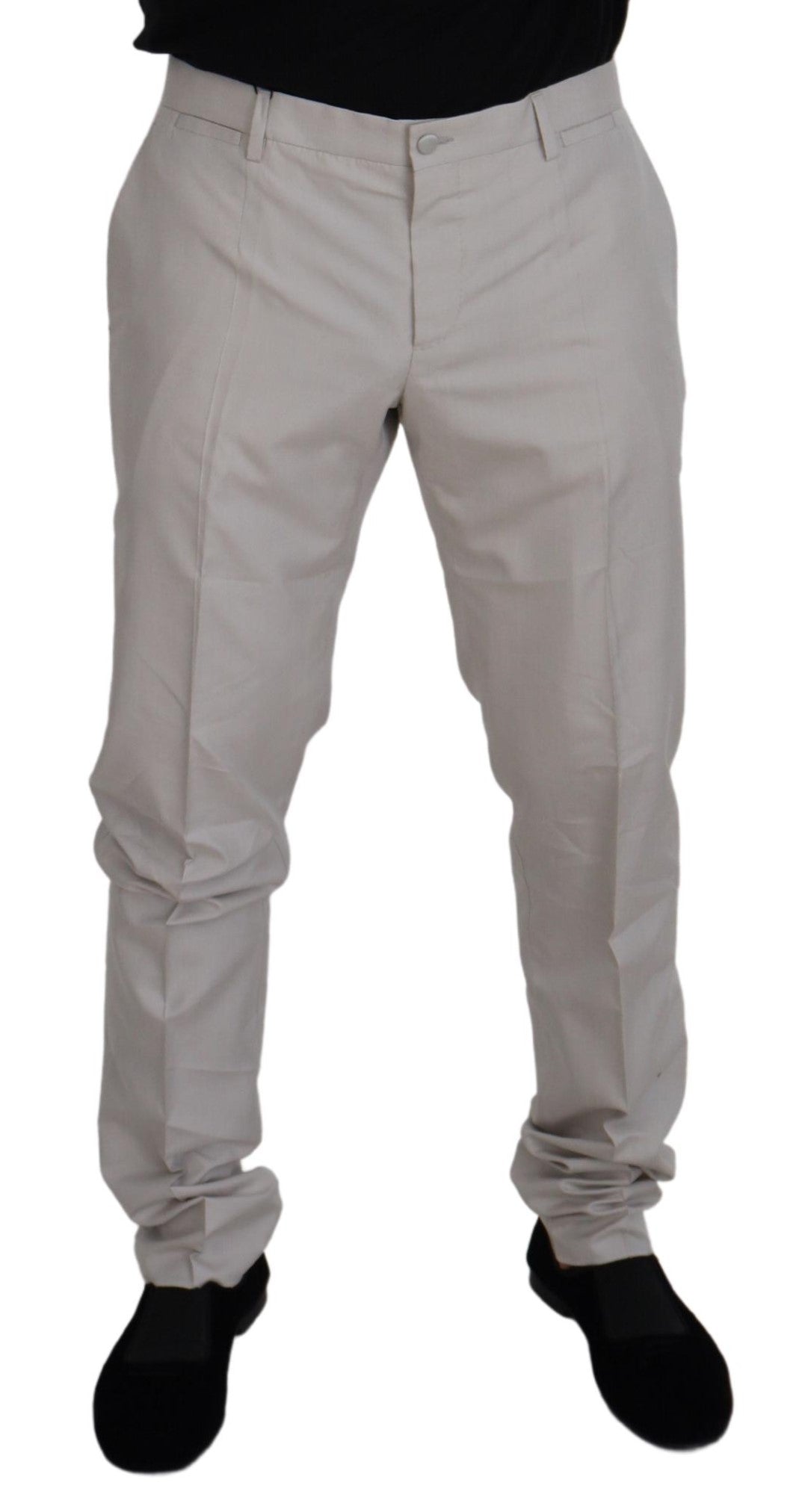 Dolce &amp; Gabbana Pantalon chino taille moyenne en soie blanc cassé