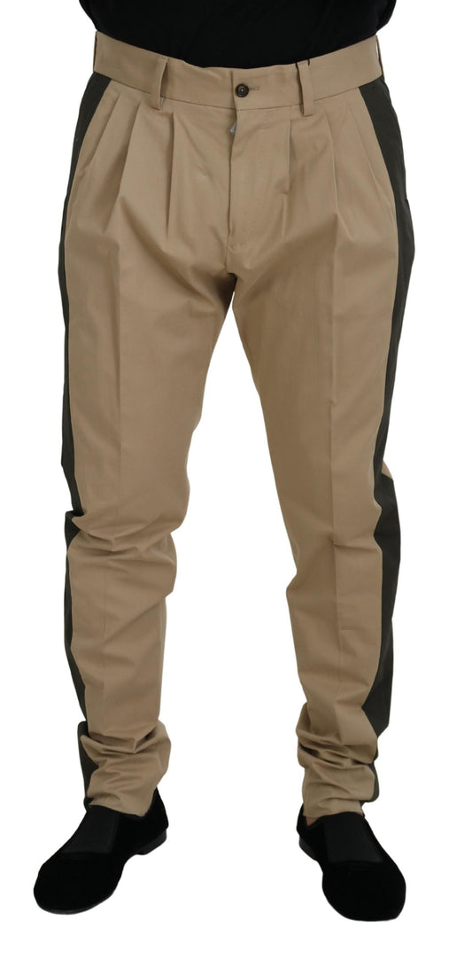 Dolce &amp; Gabbana Braun-schwarze Baumwoll-Chino-Herrenhose