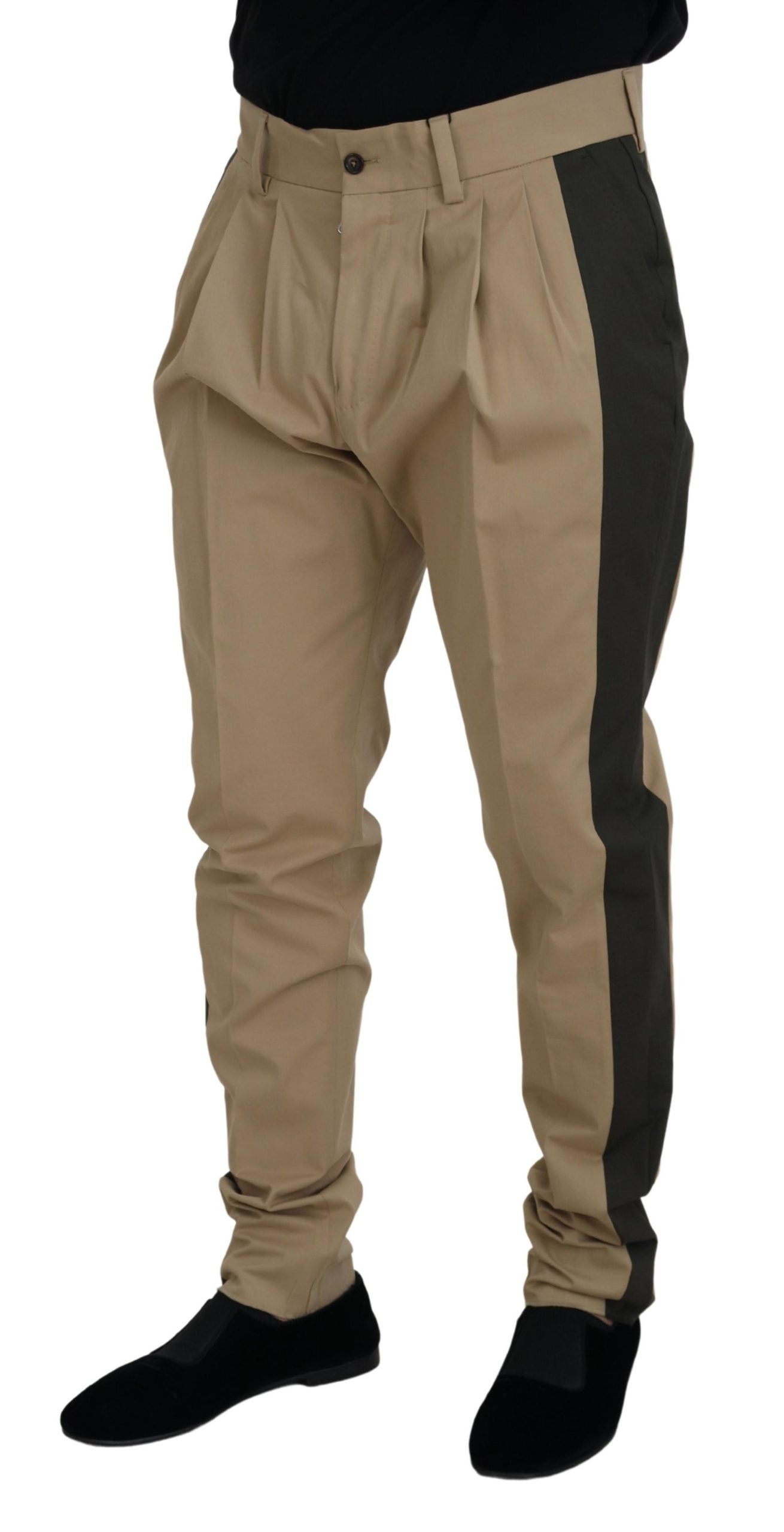 Dolce &amp; Gabbana Braun-schwarze Baumwoll-Chino-Herrenhose