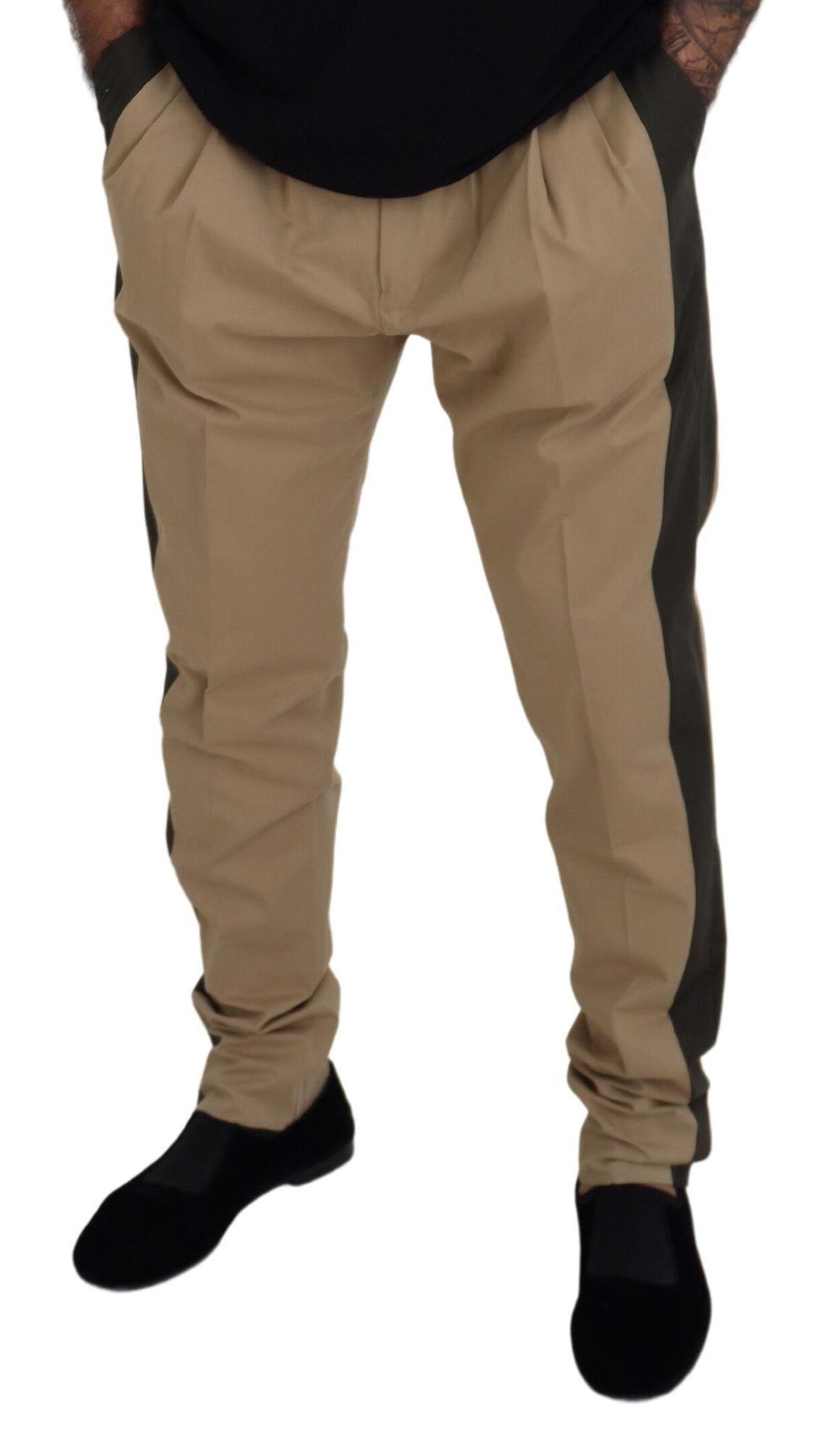 Dolce &amp; Gabbana Pantalon Chino En Coton Noir Marron Pour Homme