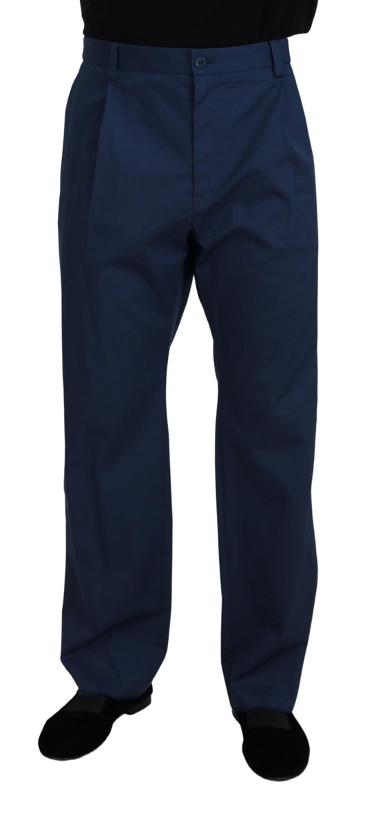 Dolce &amp; Gabbana Pantalon droit en coton bleu