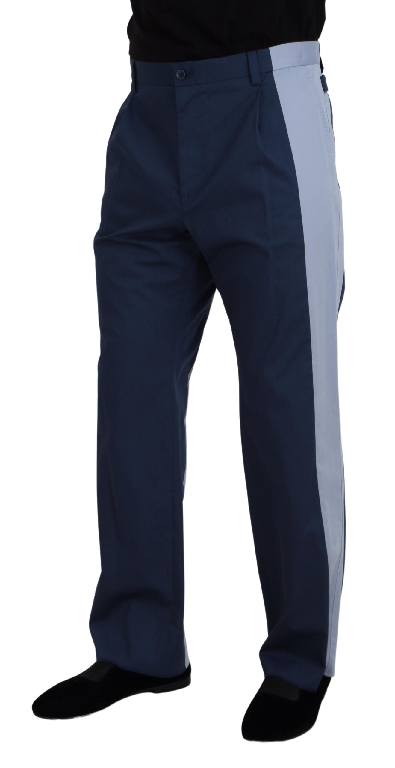 Dolce &amp; Gabbana Pantalon droit en coton bleu