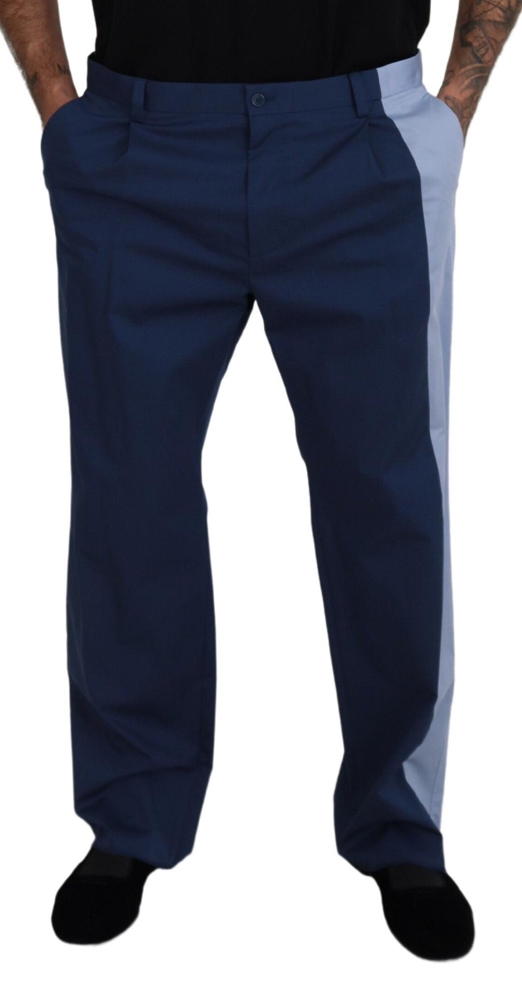 Dolce &amp; Gabbana Pantalon droit en coton bleu