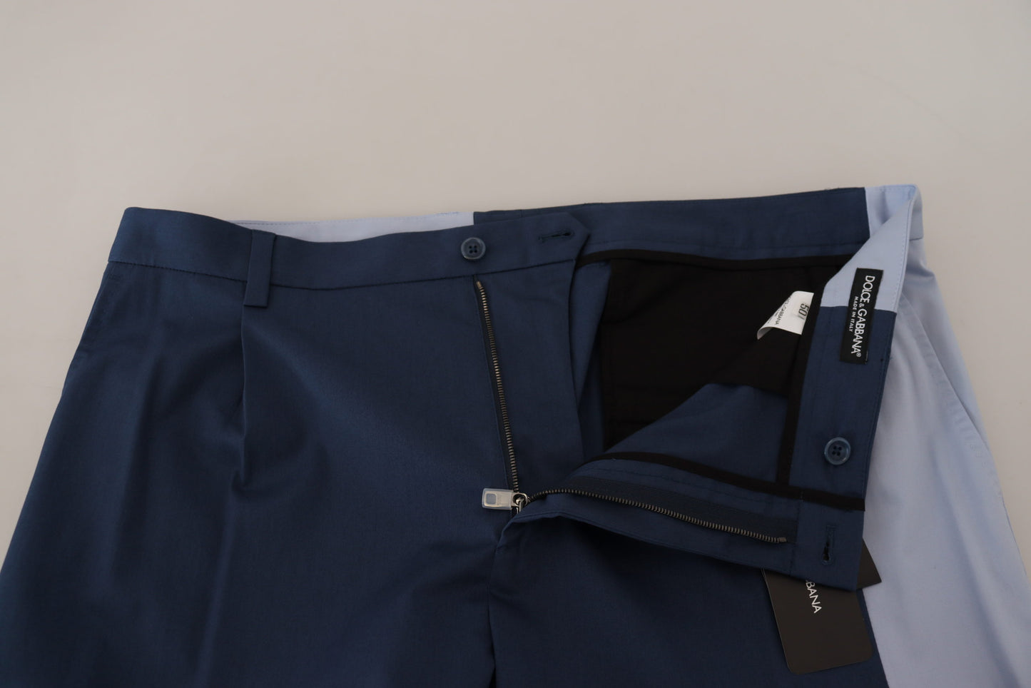 Dolce &amp; Gabbana Pantalon droit en coton bleu