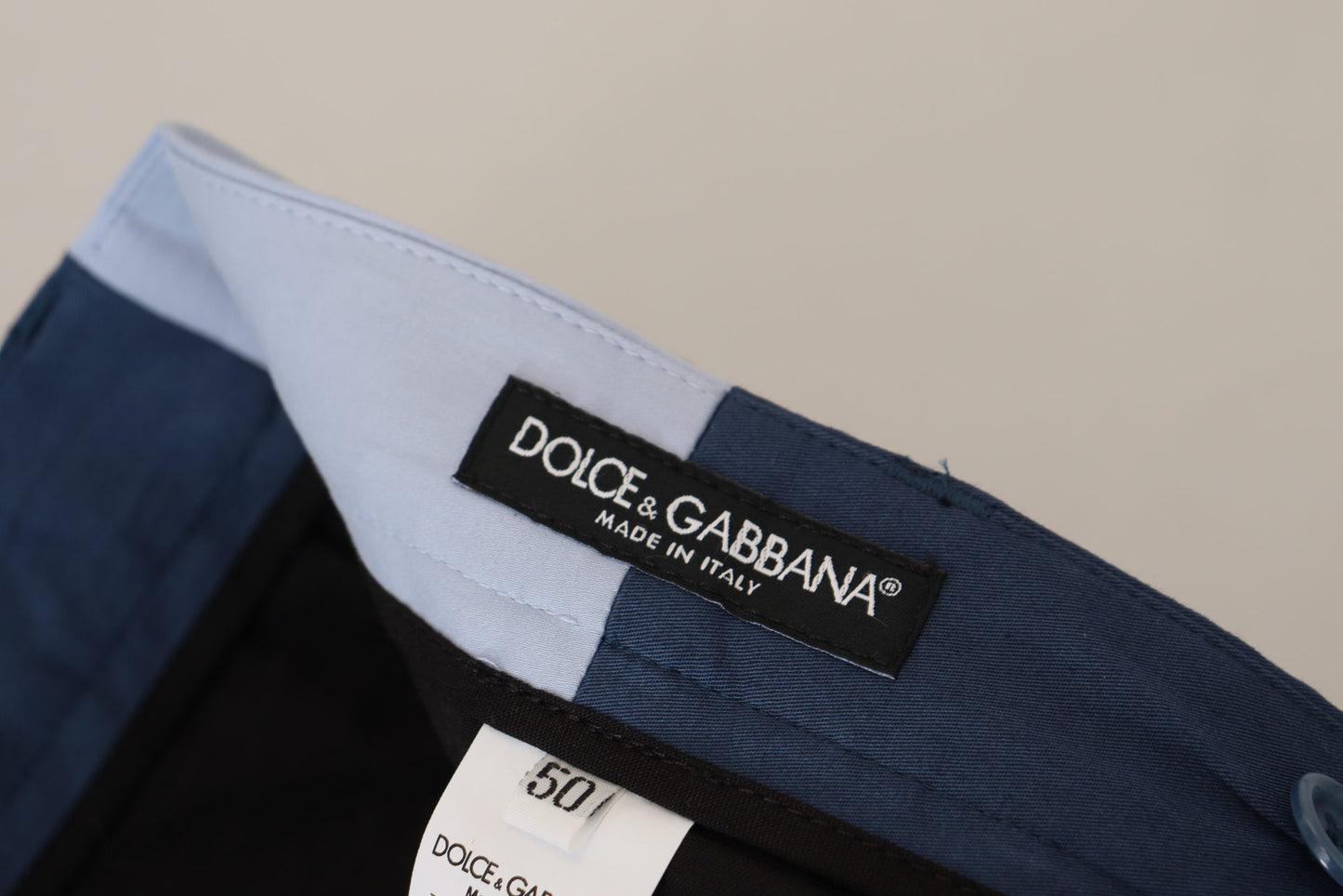 Dolce &amp; Gabbana Pantalon droit en coton bleu