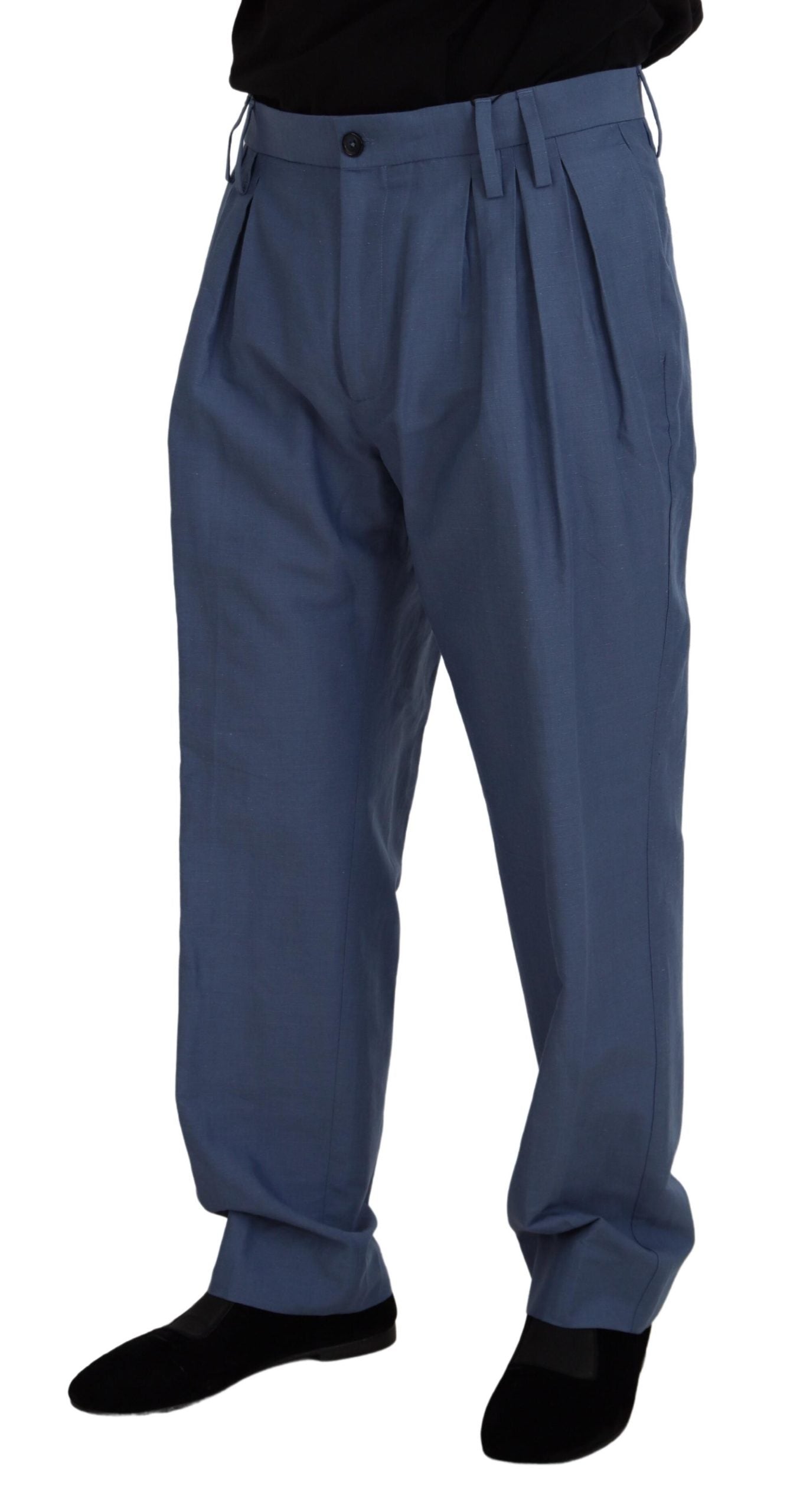 Dolce &amp; Gabbana Blaue Chino-Herrenhose aus Leinen