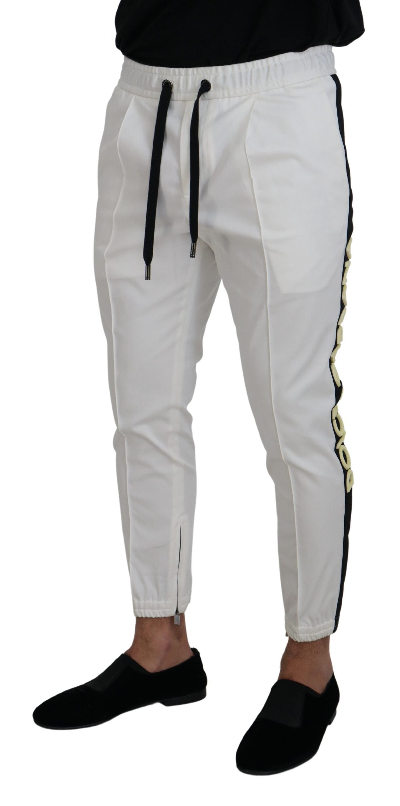 Dolce &amp; Gabbana Pantalon de jogging en coton blanc avec logo DG