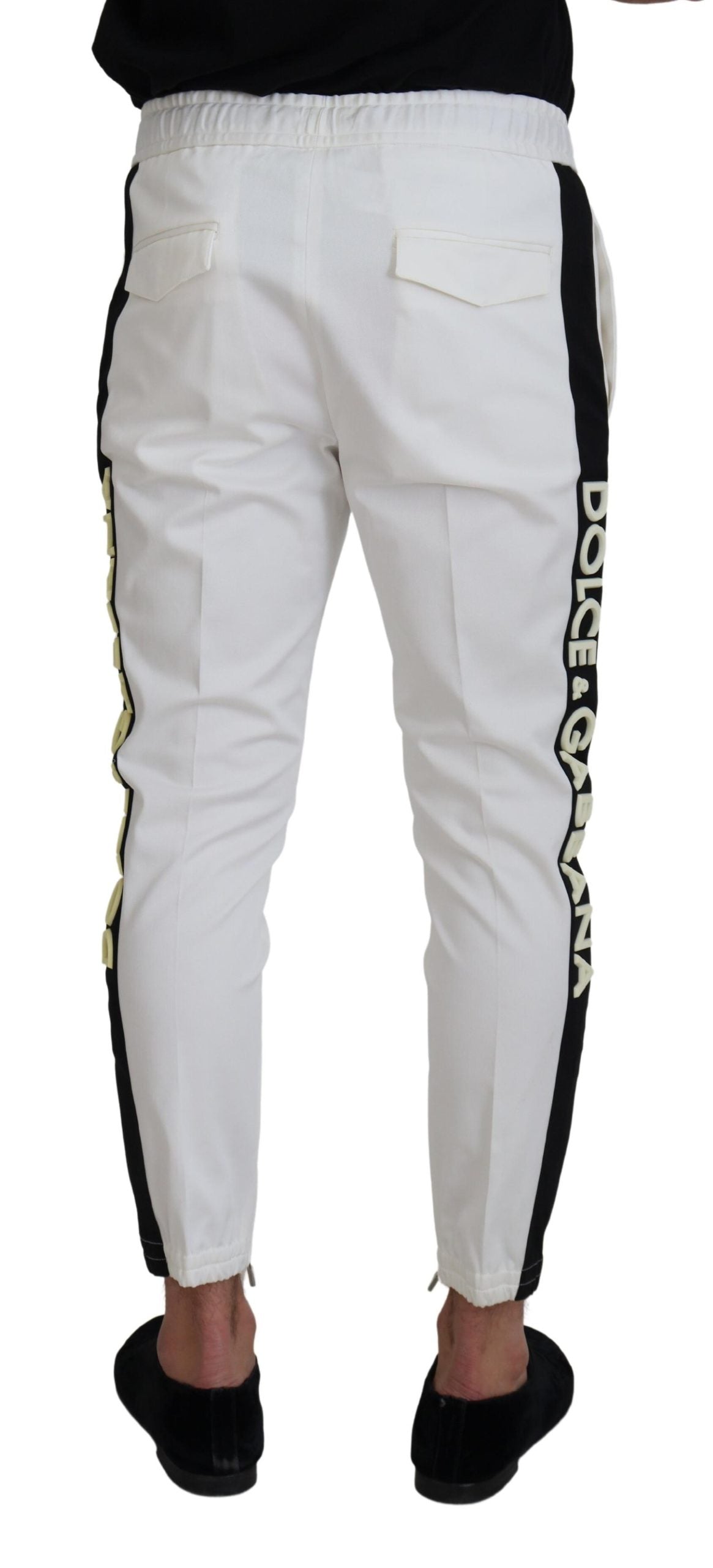 Dolce &amp; Gabbana Pantalon de jogging en coton blanc avec logo DG