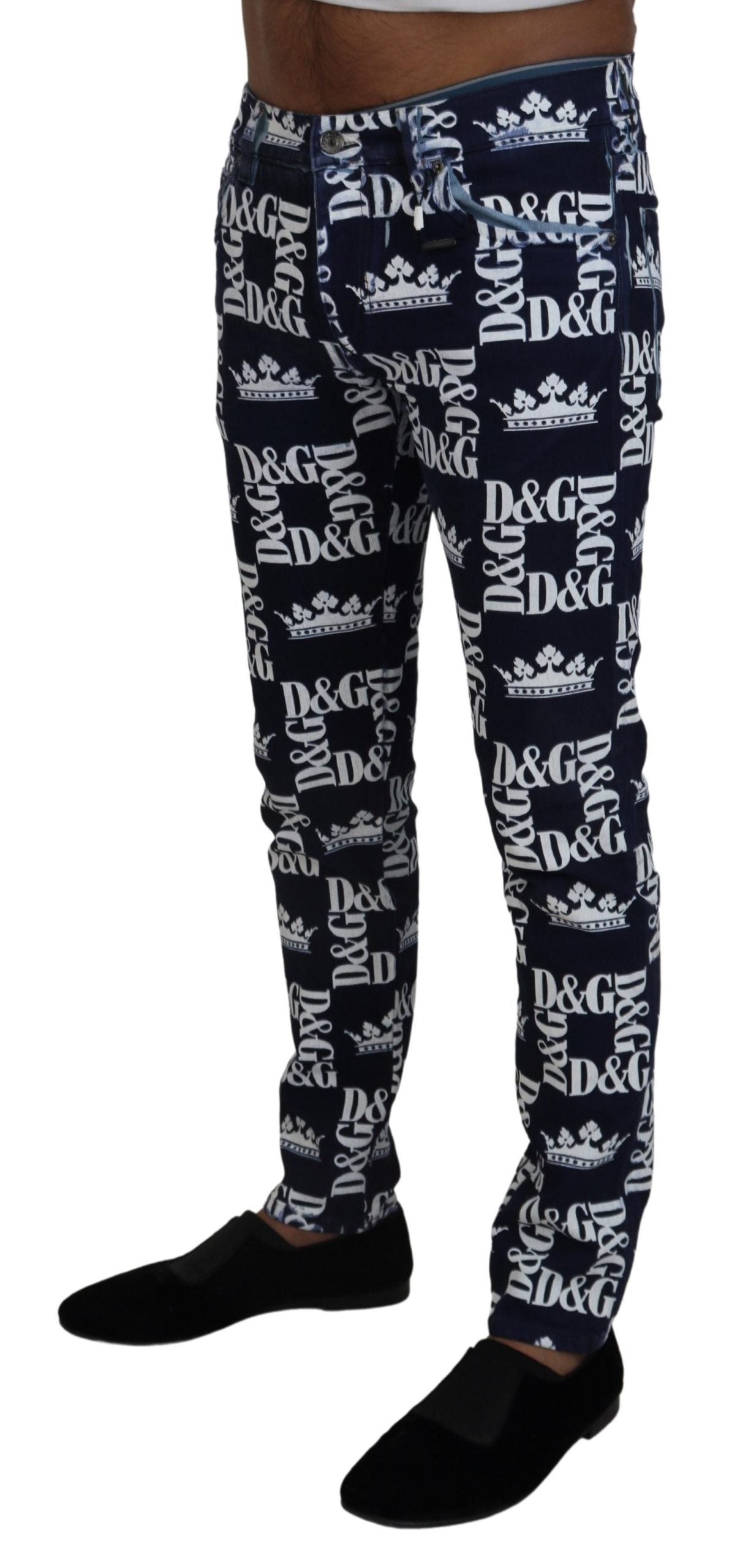 Dolce &amp; Gabbana Jean skinny en coton bleu DG Crown