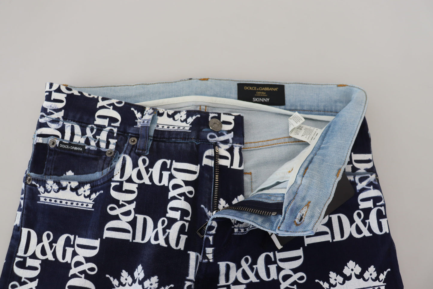 Dolce &amp; Gabbana Jean skinny en coton bleu DG Crown