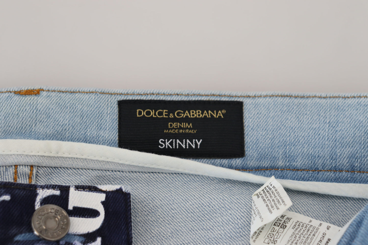 Dolce &amp; Gabbana Jean skinny en coton bleu DG Crown