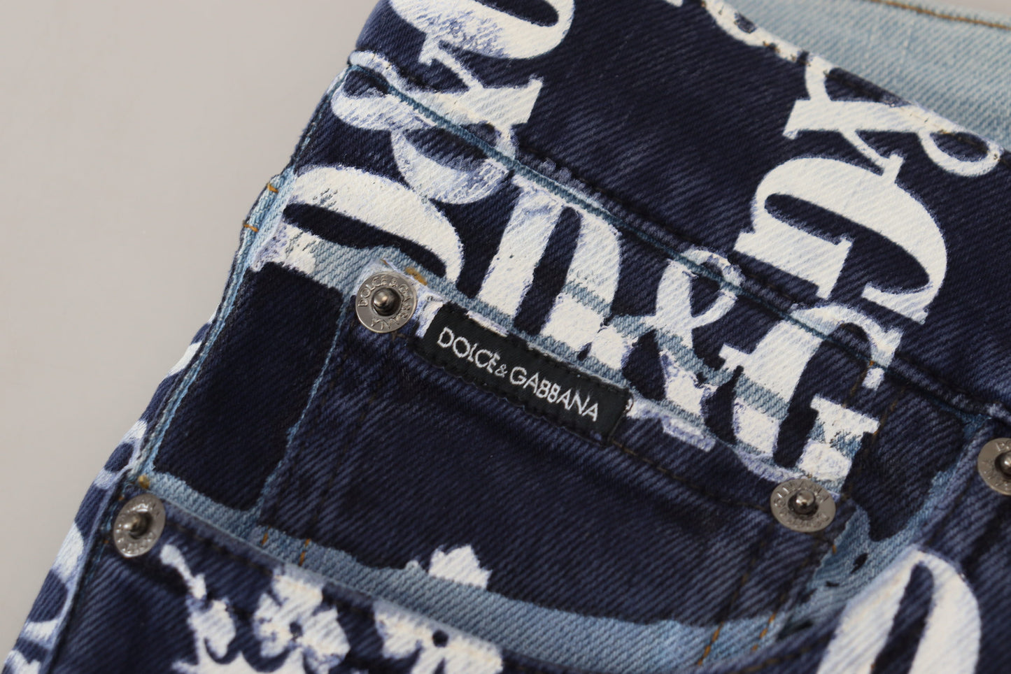 Dolce &amp; Gabbana Jean skinny en coton bleu DG Crown