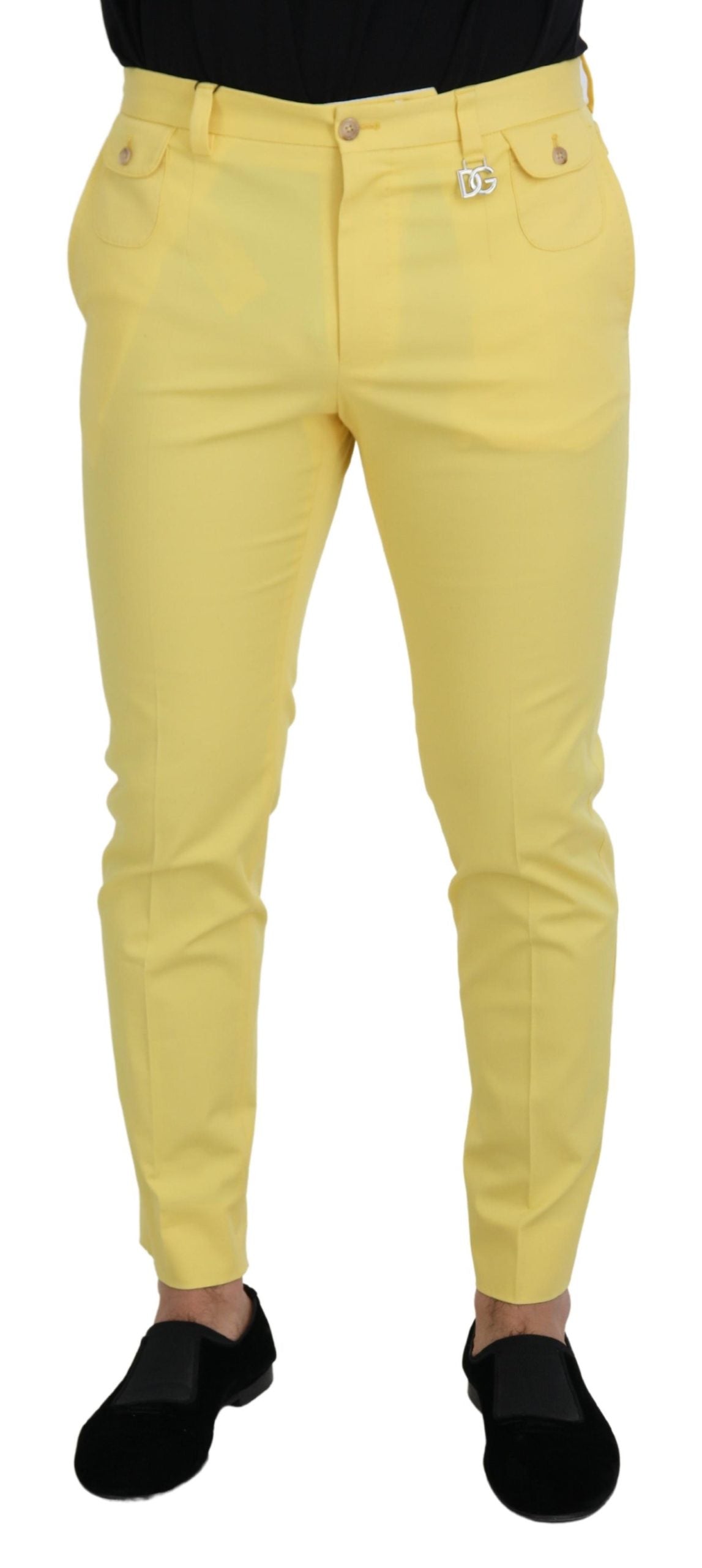 Dolce &amp; Gabbana Pantalon slim en coton jaune pour homme