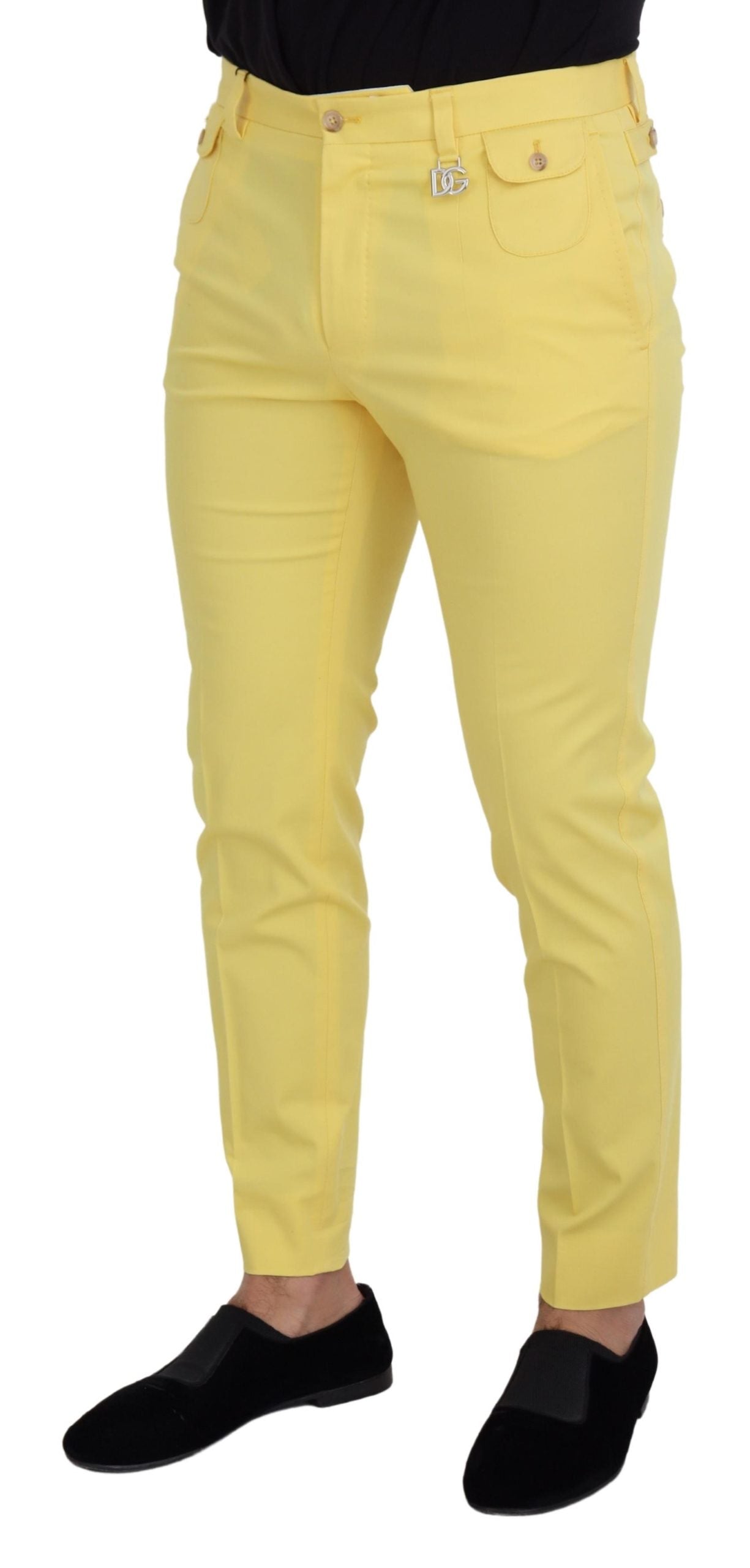 Dolce &amp; Gabbana Pantalon slim en coton jaune pour homme