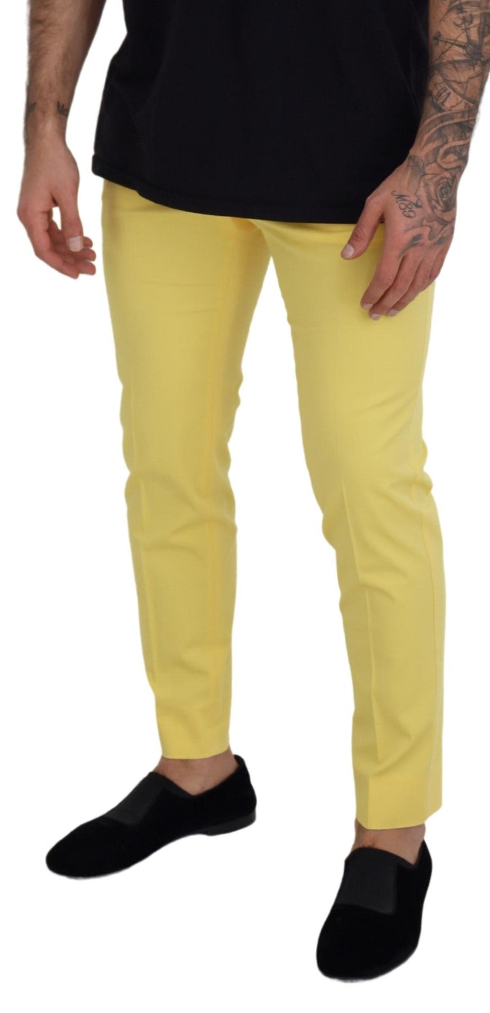 Dolce &amp; Gabbana Pantalon slim en coton jaune pour homme