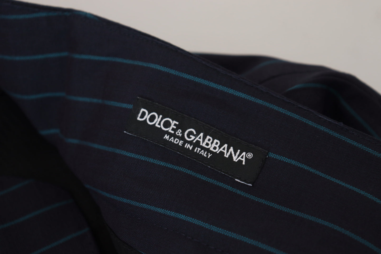 Blau gestreifte formelle Herrenhose von Dolce &amp; Gabbana