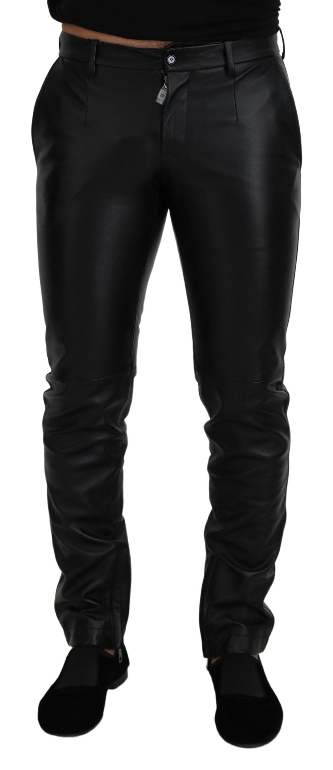 Schwarze glänzende Stretch-Röhrenhose von Dolce &amp; Gabbana