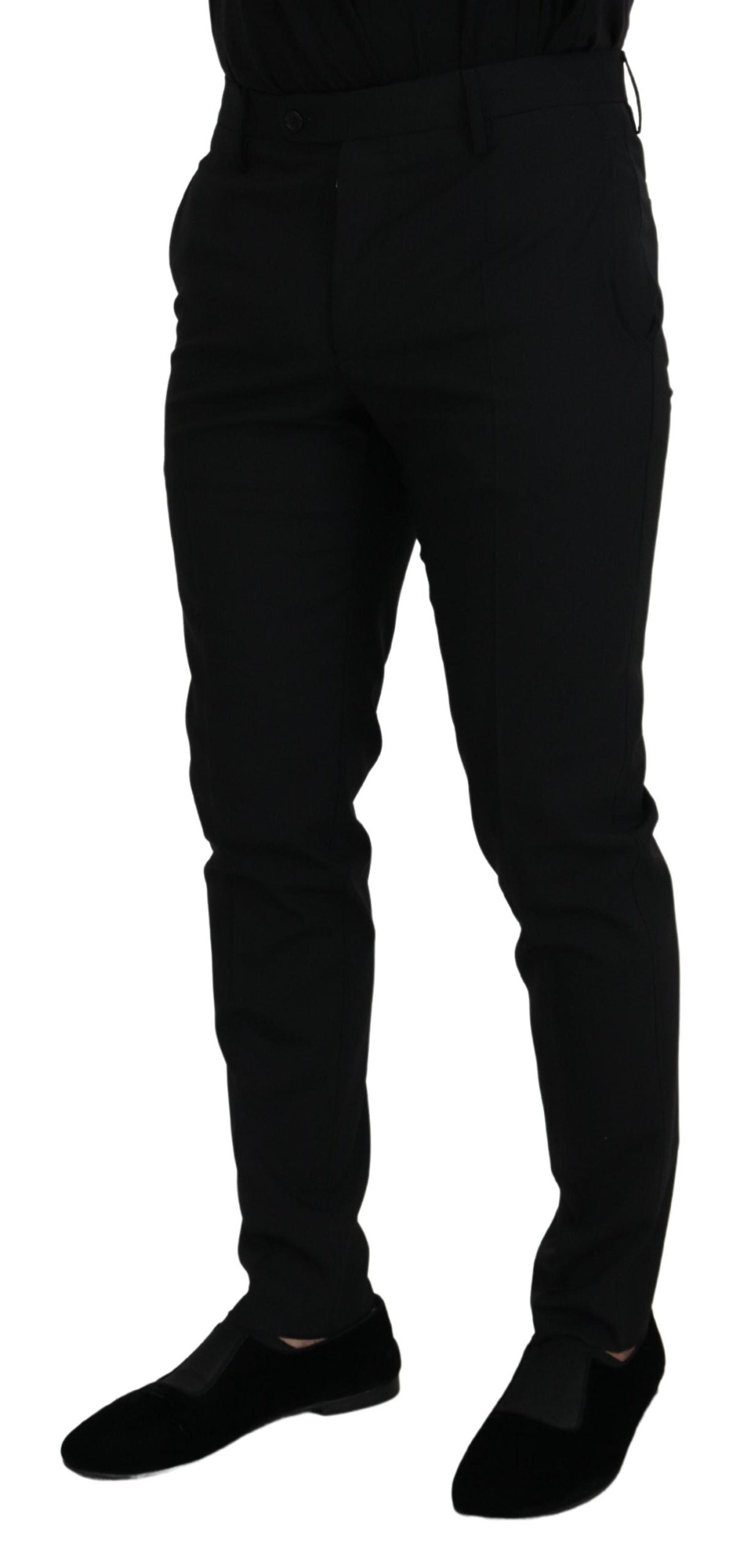 Dolce &amp; Gabbana Pantalon chino en polyester noir