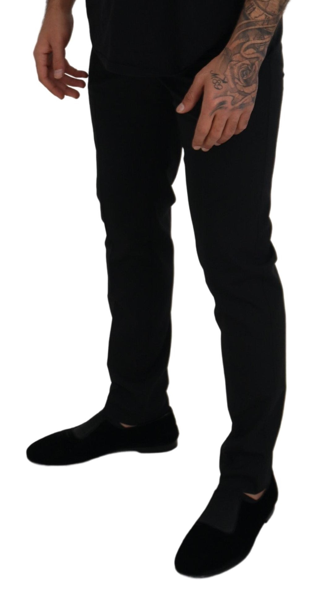 Dolce &amp; Gabbana Pantalon chino en polyester noir