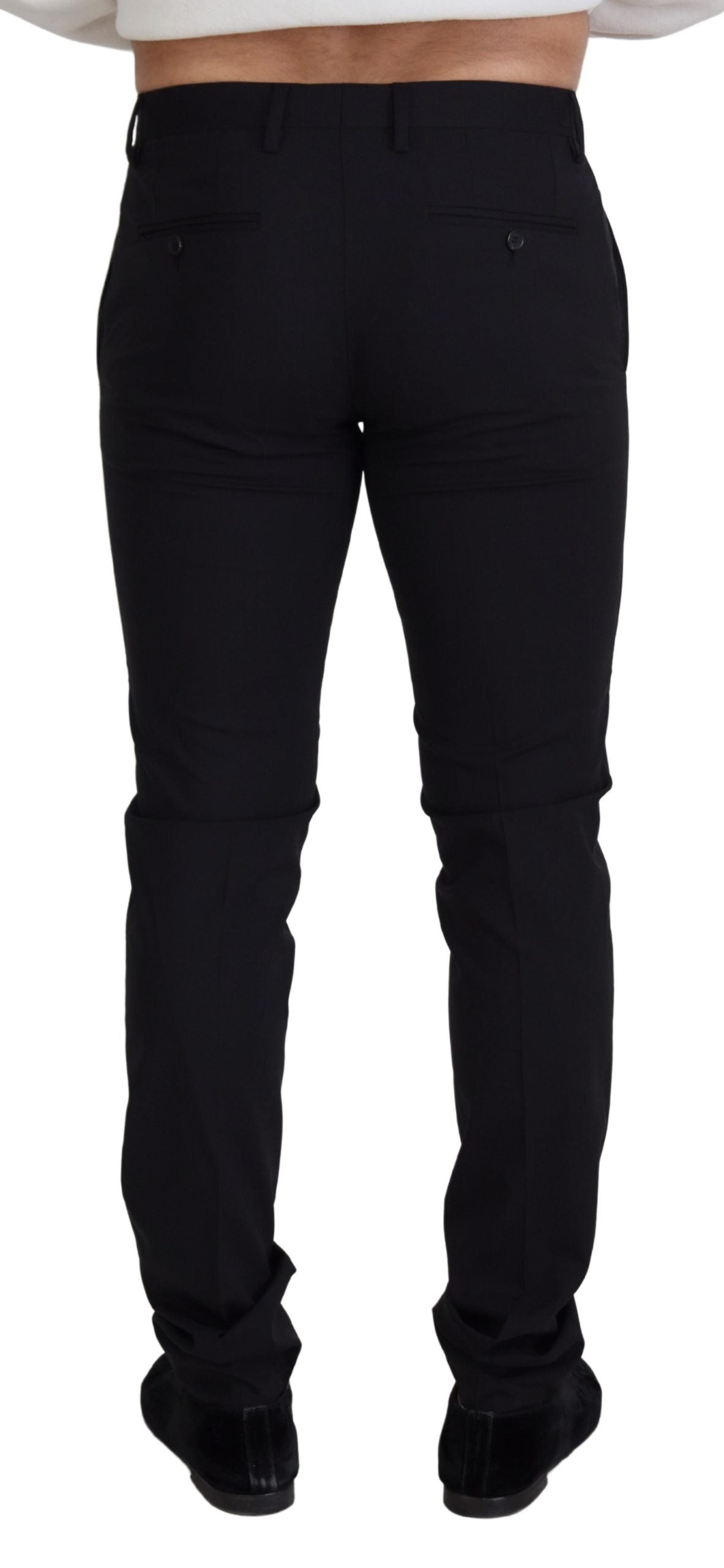 Dolce &amp; Gabbana Chino-Formelle Hose aus schwarzer Wolle