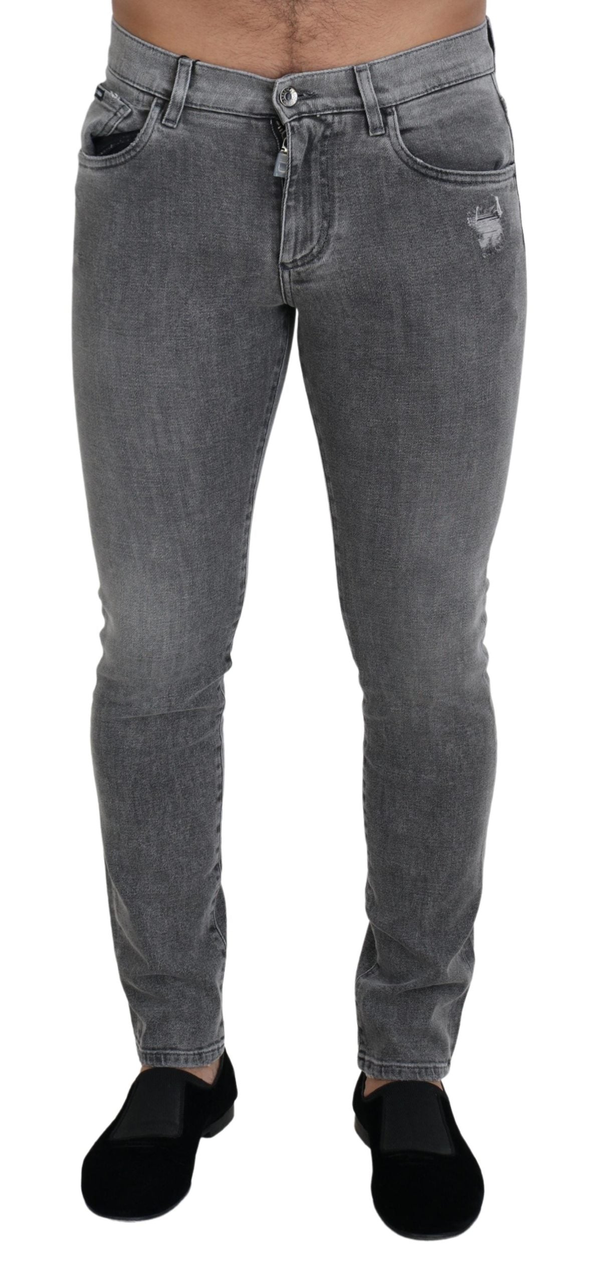 Dolce &amp; Gabbana Jean skinny en coton délavé gris