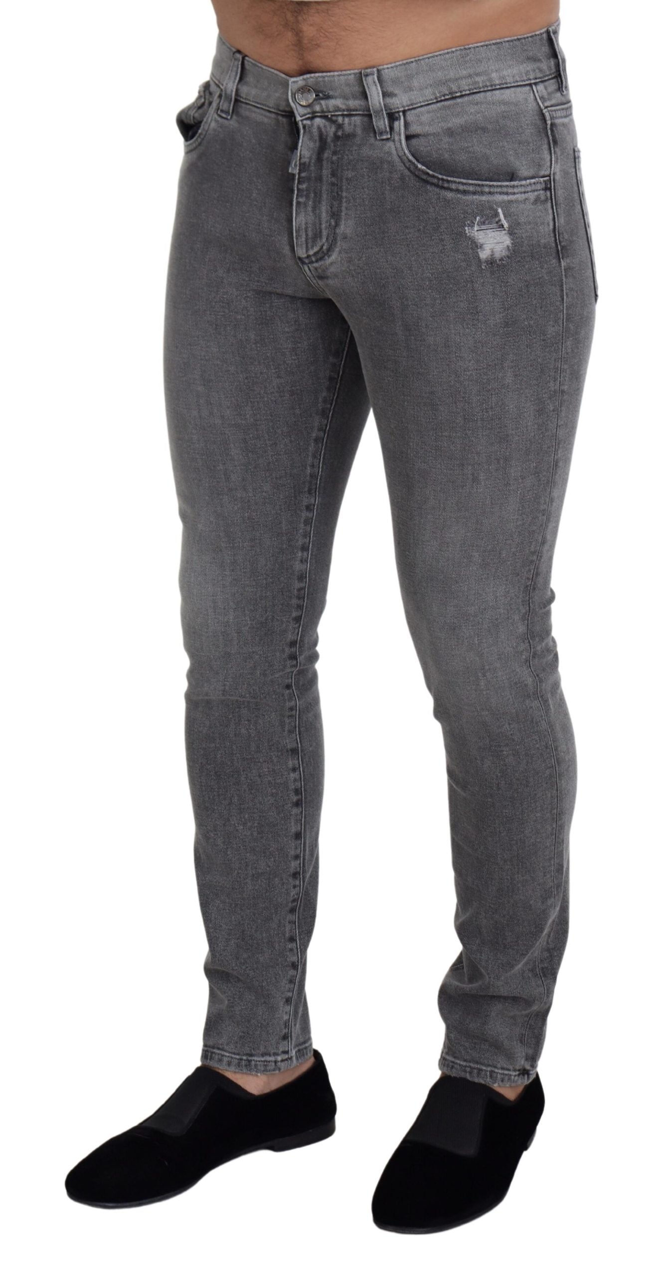 Dolce &amp; Gabbana Jean skinny en coton délavé gris