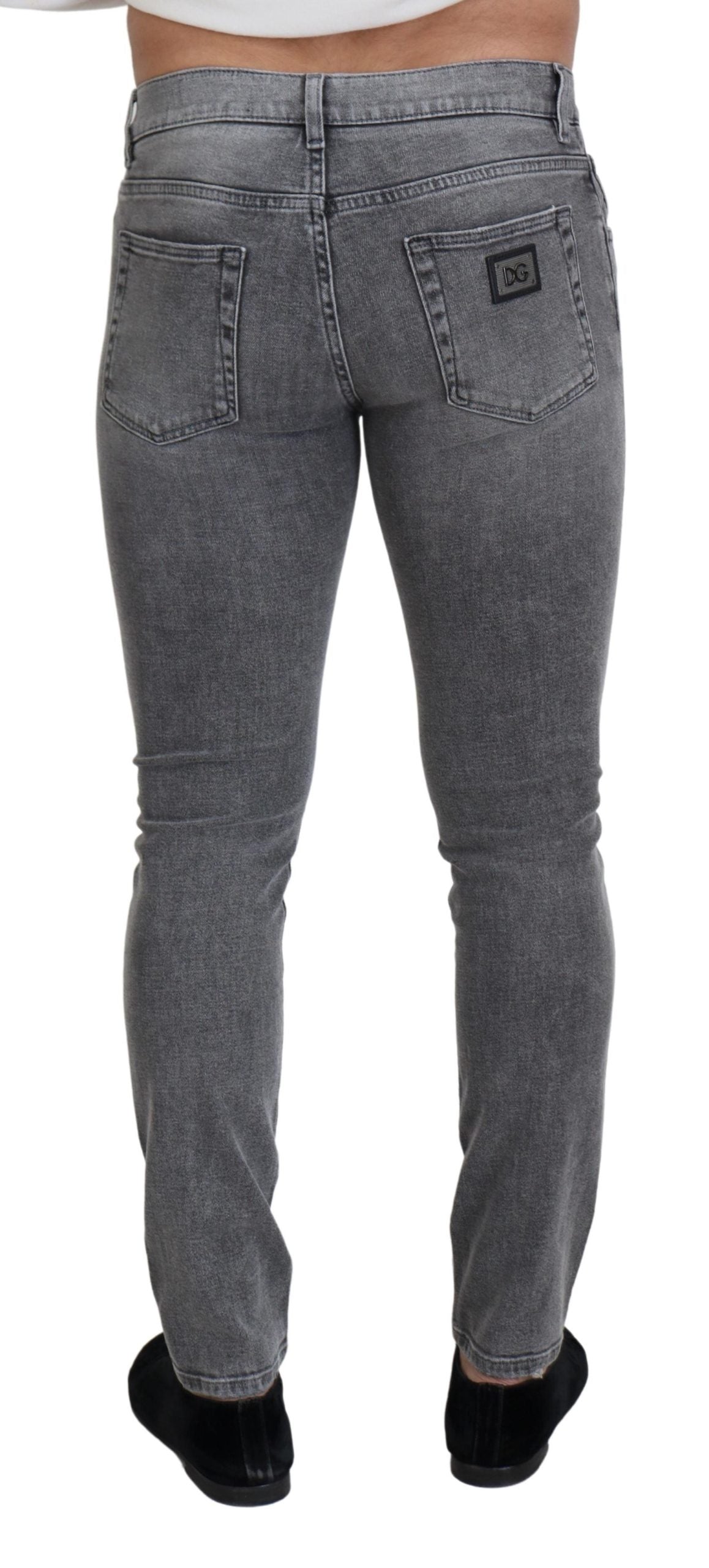 Dolce &amp; Gabbana Jean skinny en coton délavé gris