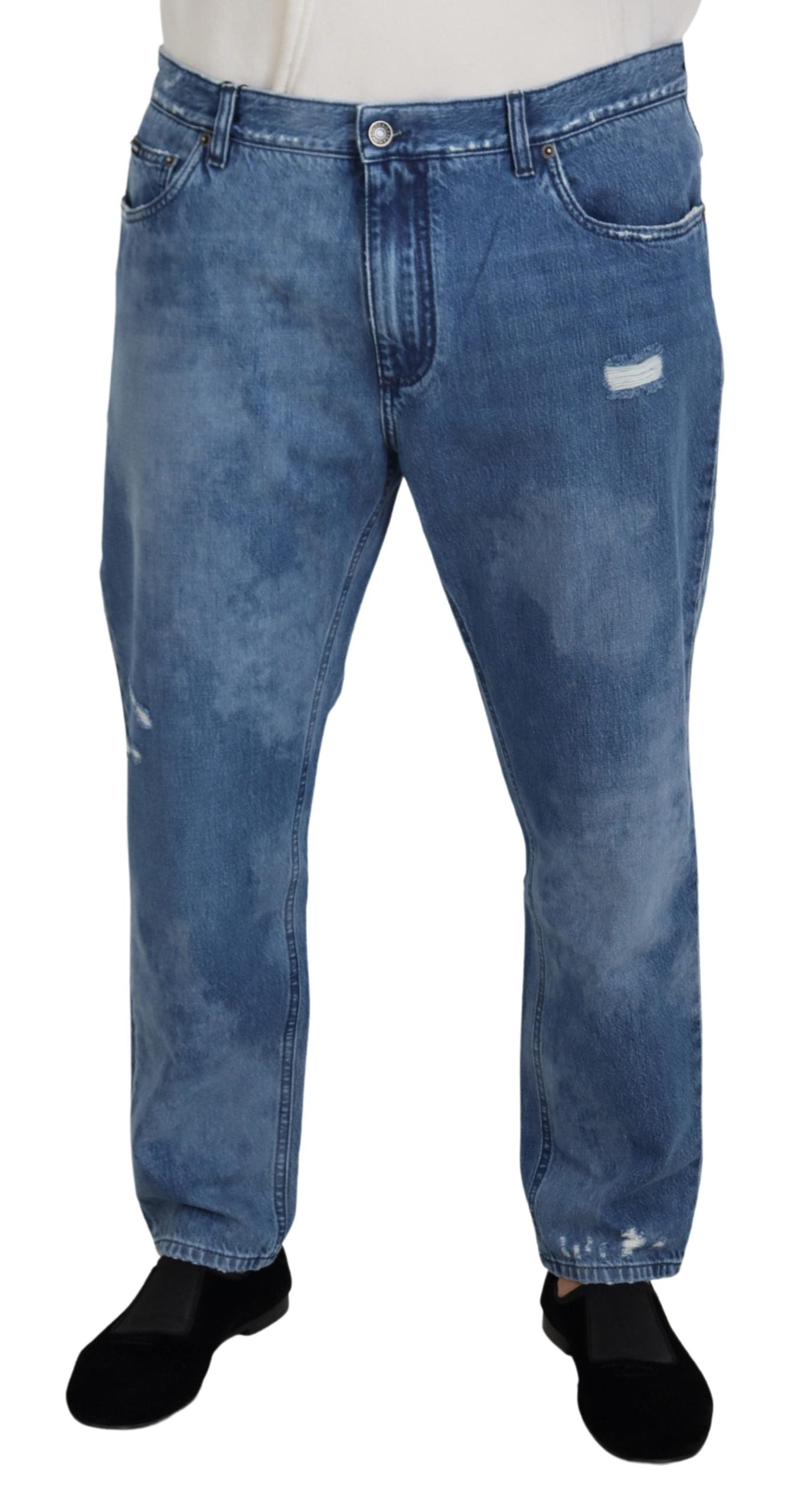 Dolce &amp; Gabbana Jean décontracté en coton délavé bleu