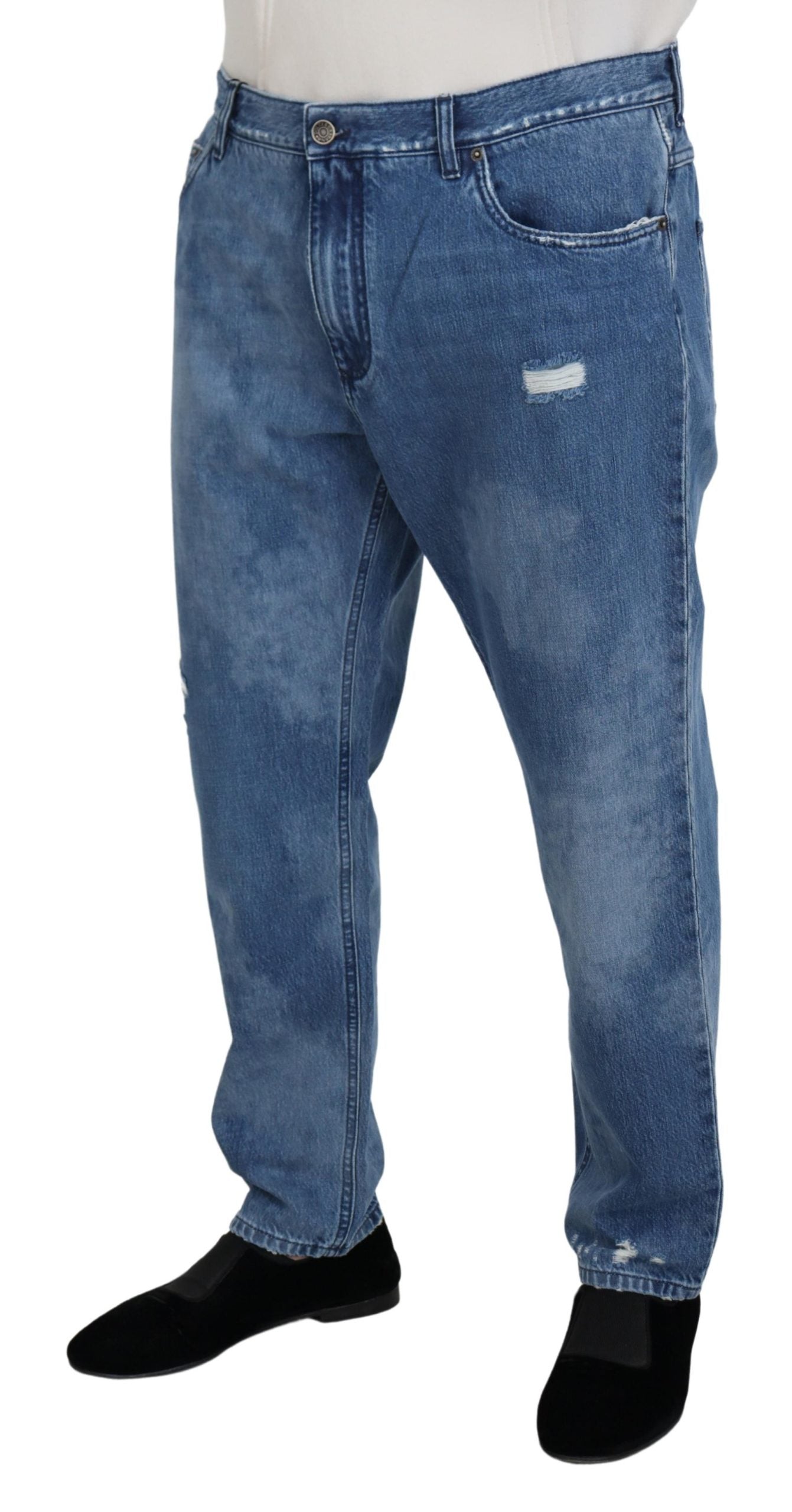 Dolce &amp; Gabbana Jean décontracté en coton délavé bleu