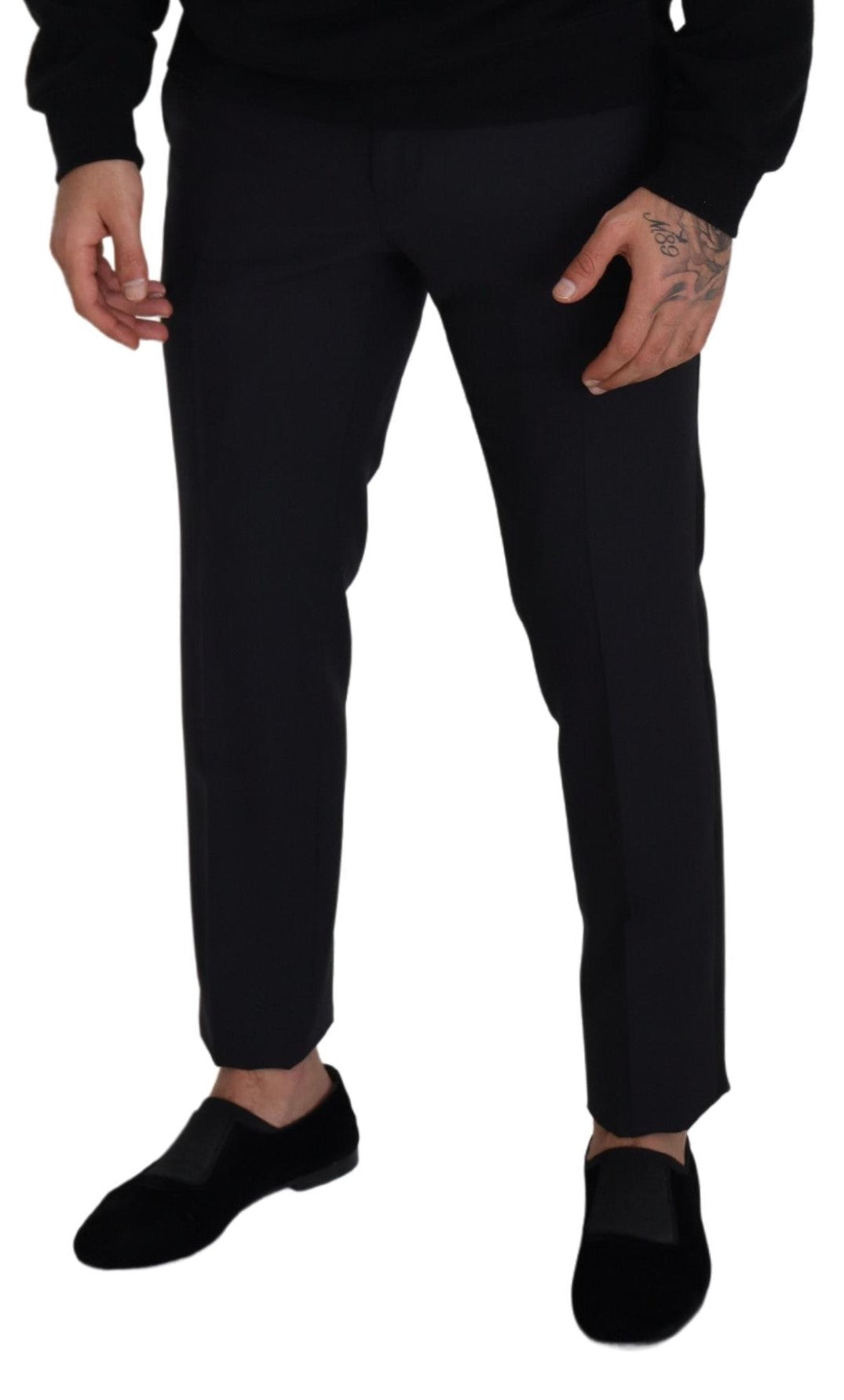 Dolce &amp; Gabbana Pantalon formel en laine noire pour hommes