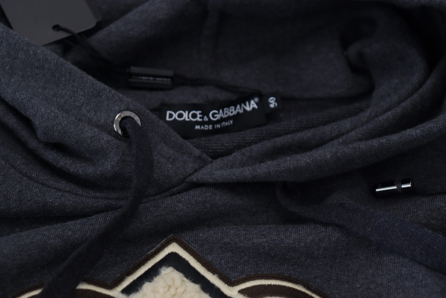 Dolce &amp; Gabbana Sweat-shirt à capuche en coton gris avec logo