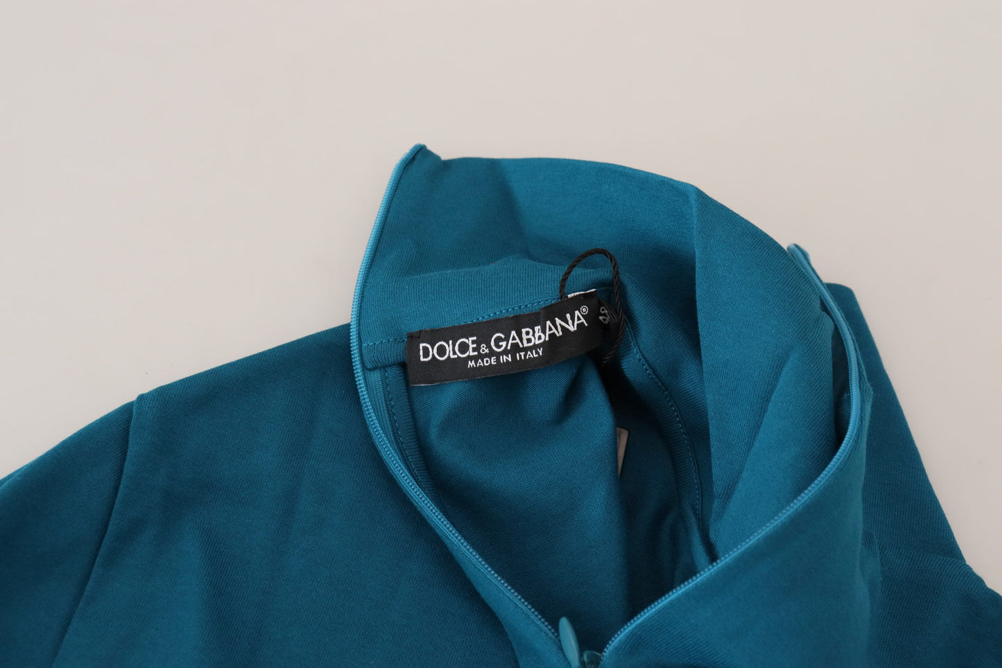 Dolce &amp; Gabbana Slim-Pullover aus blauer Baumwolle mit Kragen