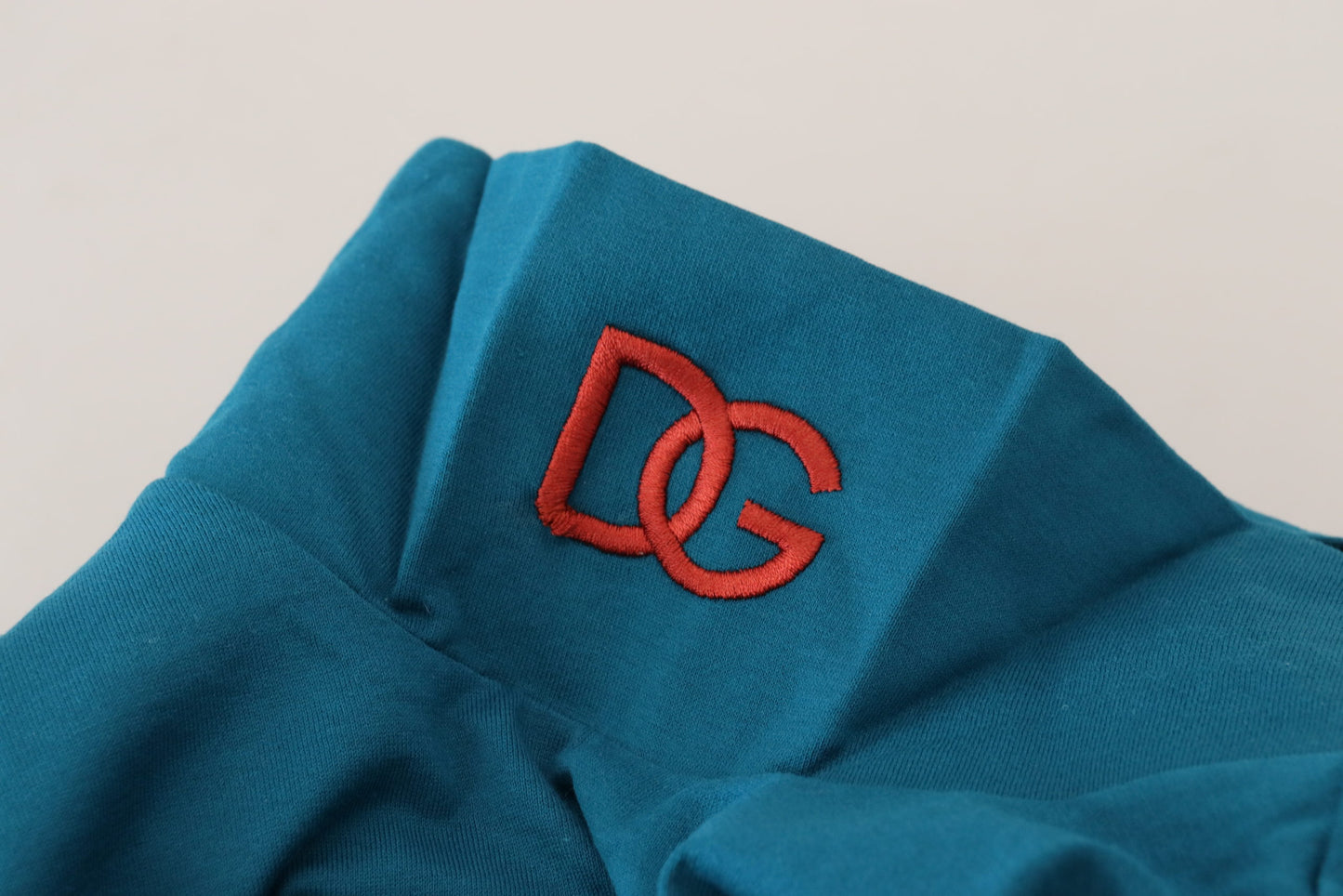 Dolce &amp; Gabbana Slim-Pullover aus blauer Baumwolle mit Kragen