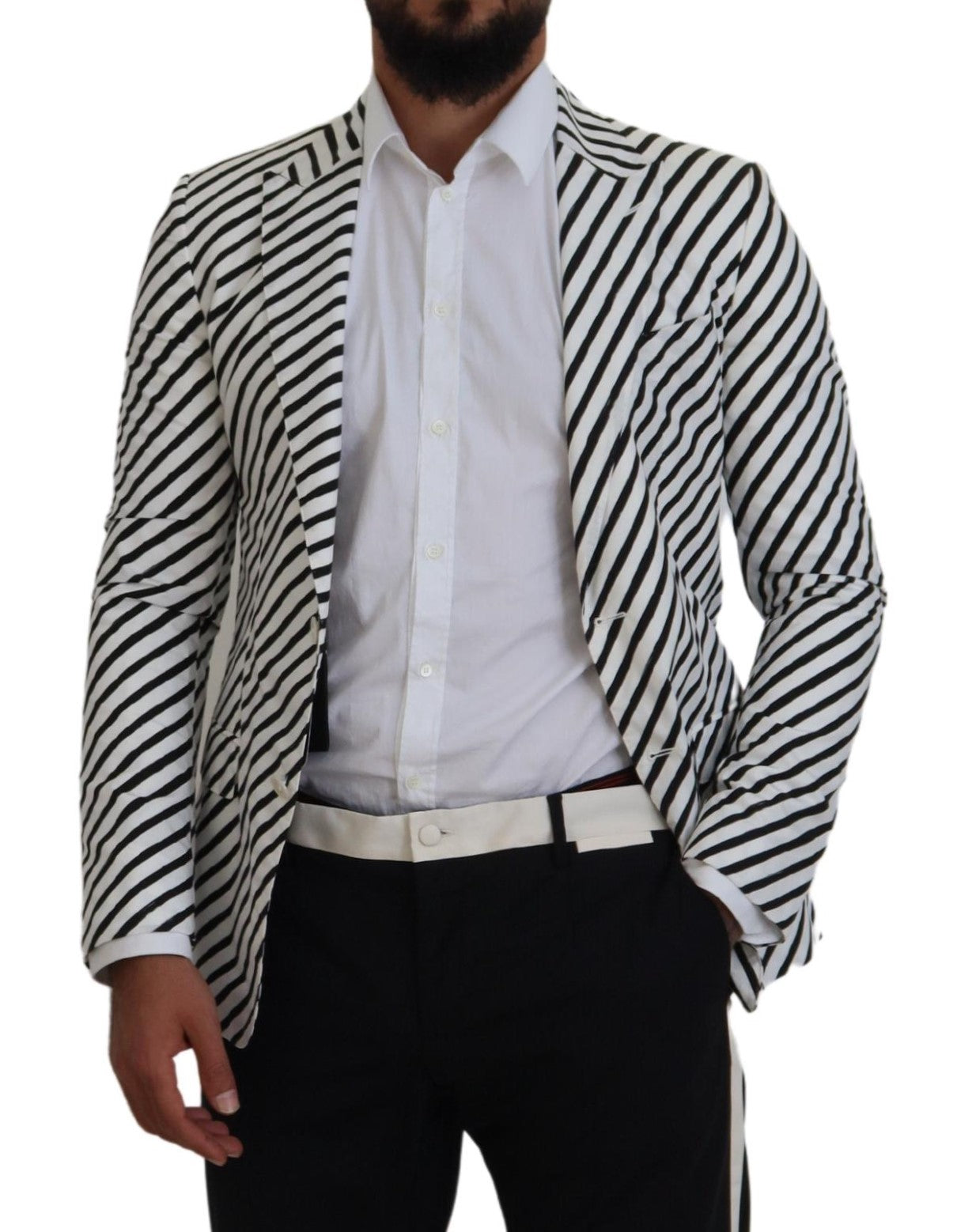 Dolce & Gabbana Elegant White Striped Single Breasted Blazer