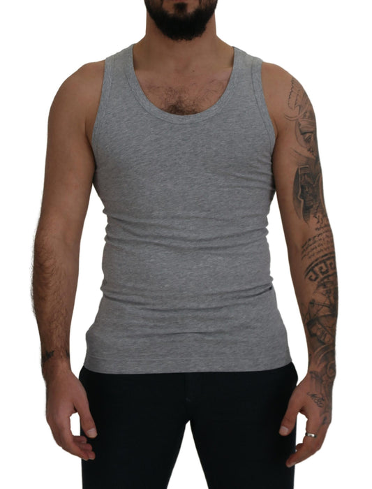 Dolce &amp; Gabbana T-shirt sans manches en coton gris pour hommes