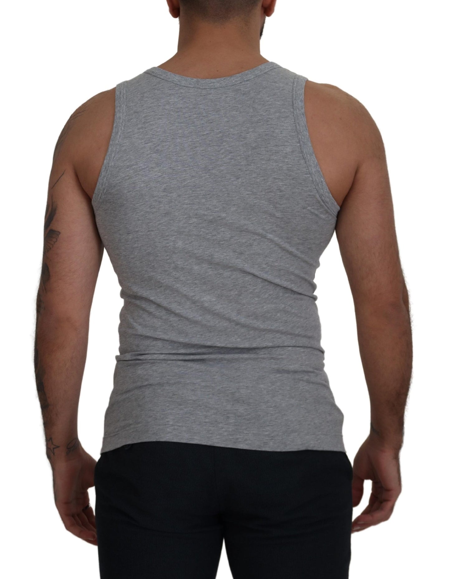 Dolce &amp; Gabbana T-shirt sans manches en coton gris pour hommes