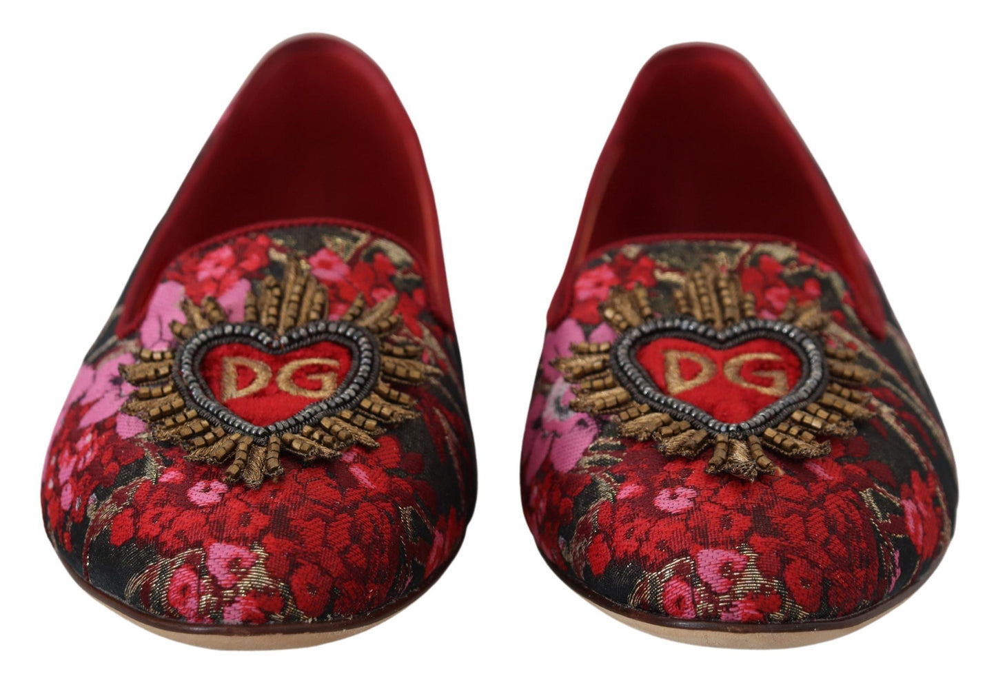 Dolce &amp; Gabbana Chaussures à enfiler en jacquard multicolore avec patch Sacré-Cœur