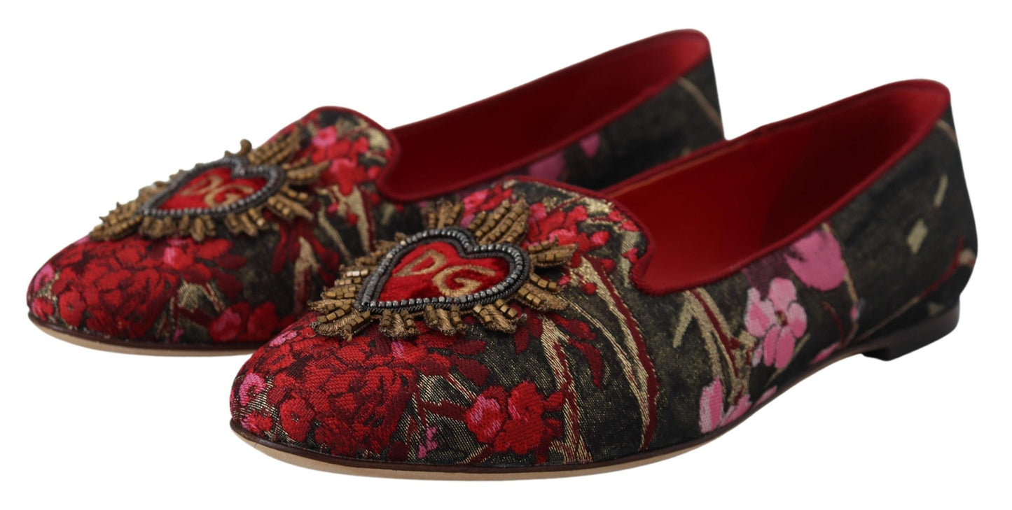 Dolce &amp; Gabbana Chaussures à enfiler en jacquard multicolore avec patch Sacré-Cœur